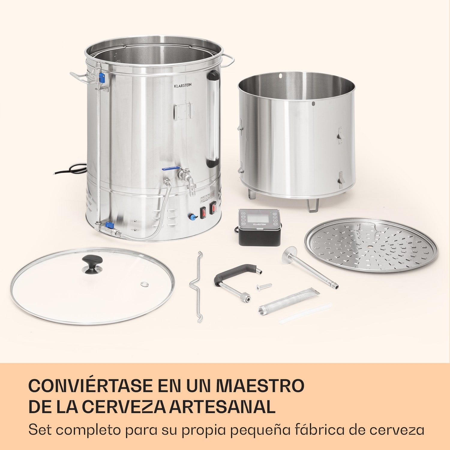 Brauheld Smart 65 Caldero de maceración 2500W 65L 100°C Bomba de circulación Acero inoxidable  65 L | Acero Inoxidable