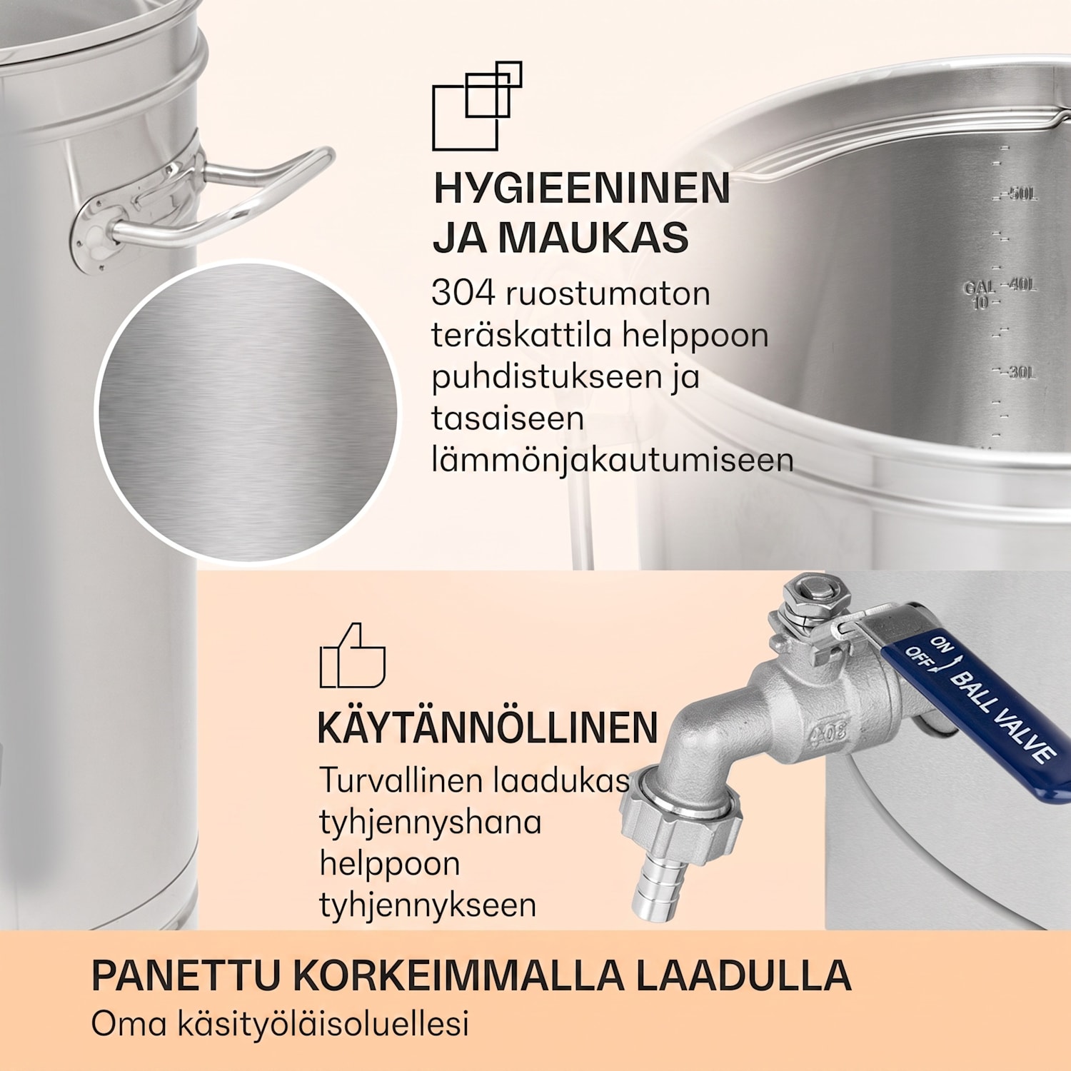 Brauheld Smart 65 mäskäyskattila 2500 W 65 l 100 °C kiertopumppu ruostumaton teräs 65 L | Ruostumaton Teräs
