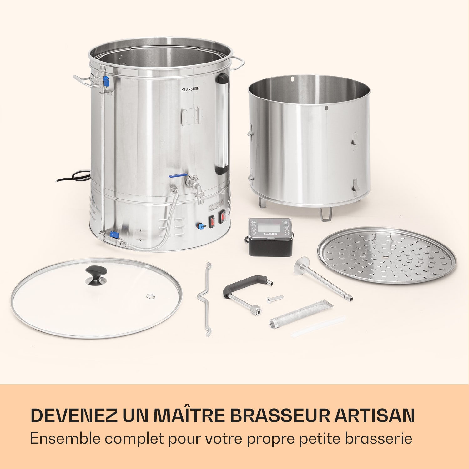 Brauheld Smart 65 maischketel 2500W 65L 100°circulatiepomp roestvrij staal 65 L | Roestvrij Staal