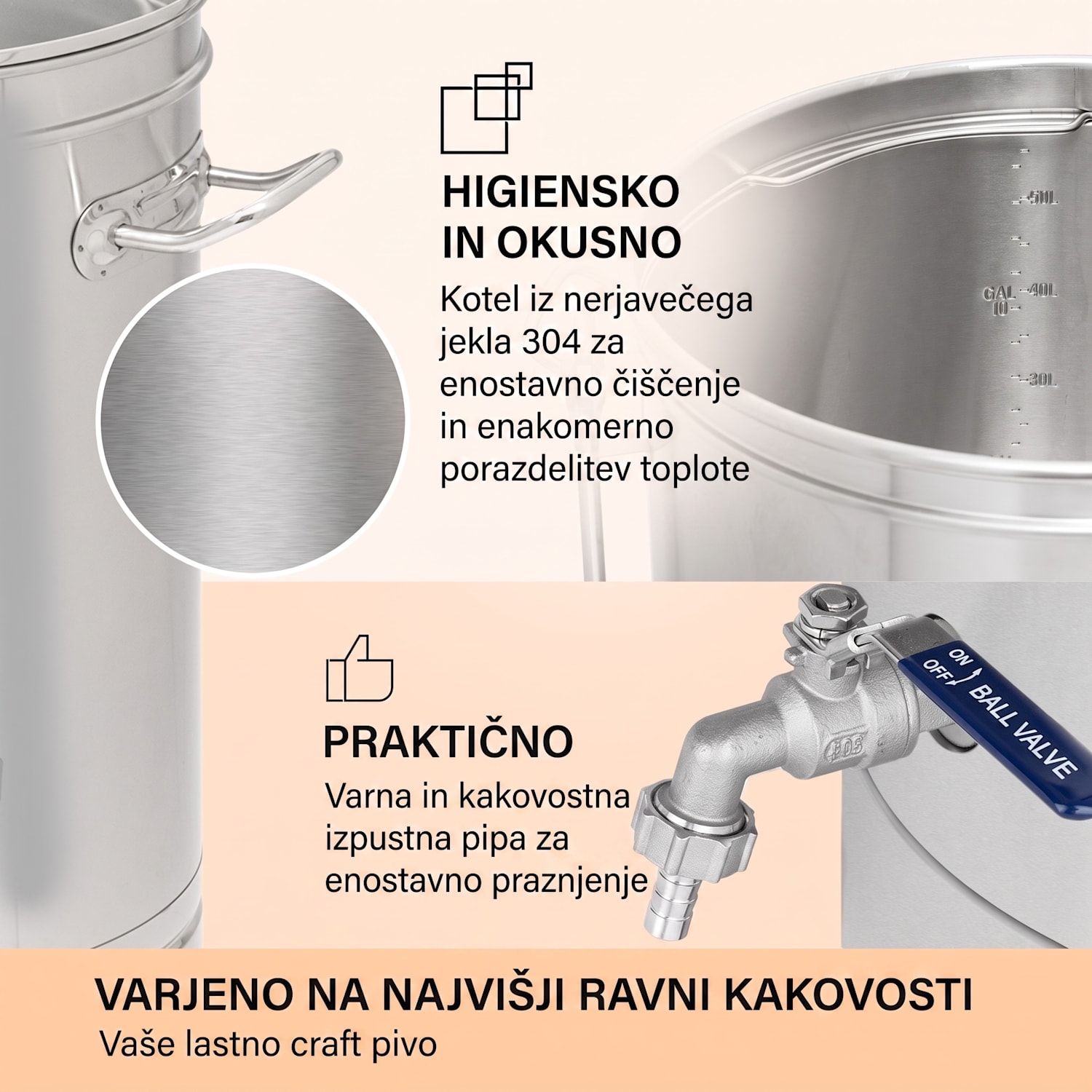 Brauheld Smart 65 kotel za varjenje 2500W 65L 100°C Obtočna črpalka Nerjaveče jeklo 65 L | Nerjaveče jeklo