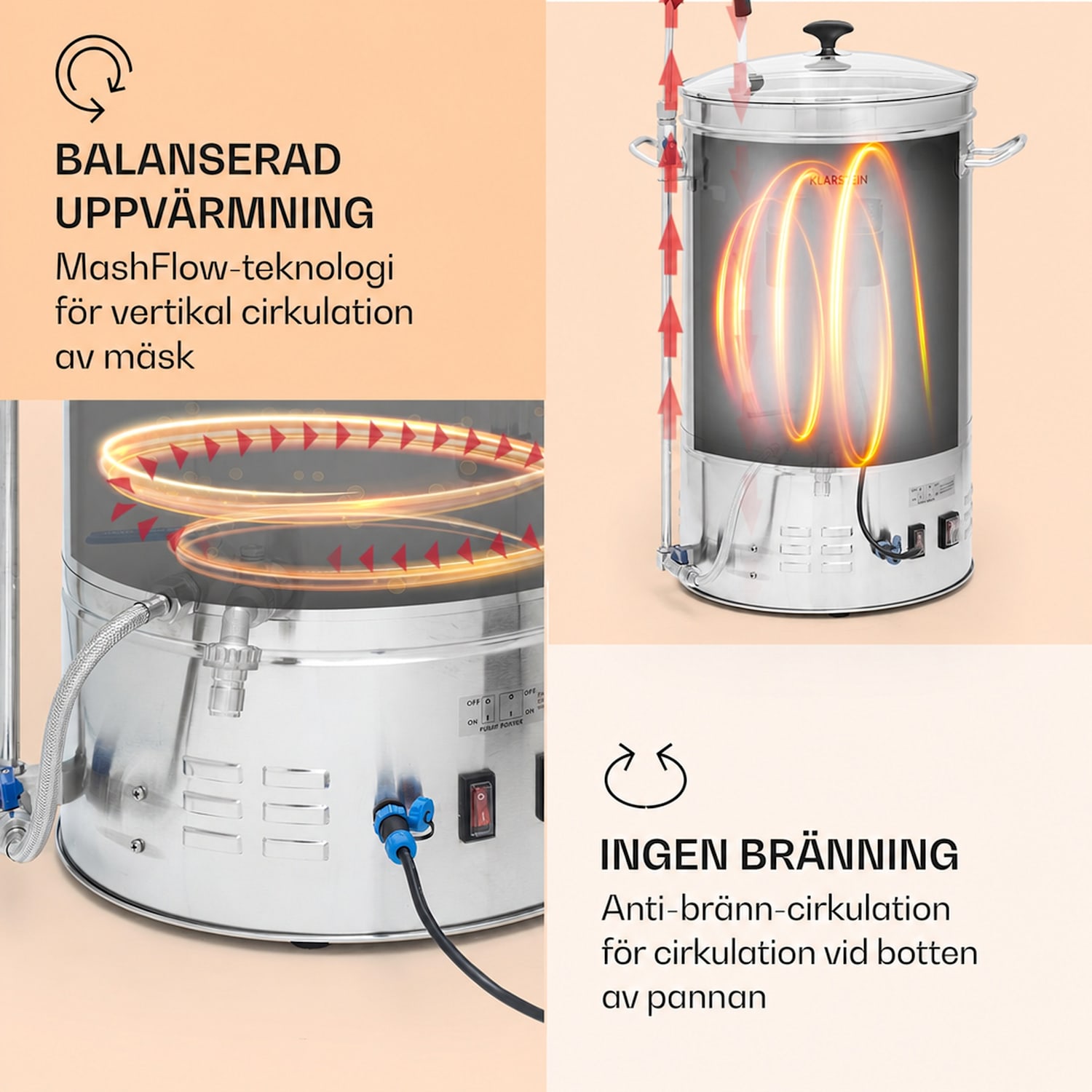 Brauheld Smart 65 Mäskningskärl 2500W 65l 100°C cirkulationspump rostfritt stål 65 L | Rostfritt Stål