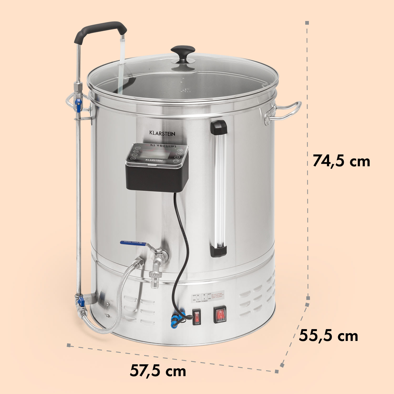 Brauheld Smart 65, cefréző üst, 65 l, 2500 W, 100°C, keringető szivattyú, rozsdamentes acél 65 Ltr | Rozsdamentes acél
