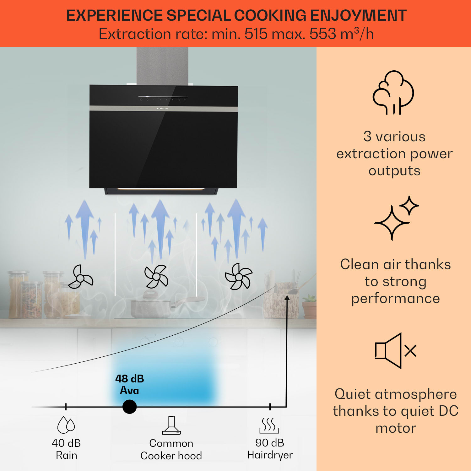 Ava 60 afzuigkap 60 cm wandkap wifi A++ 515 m³/h touch 