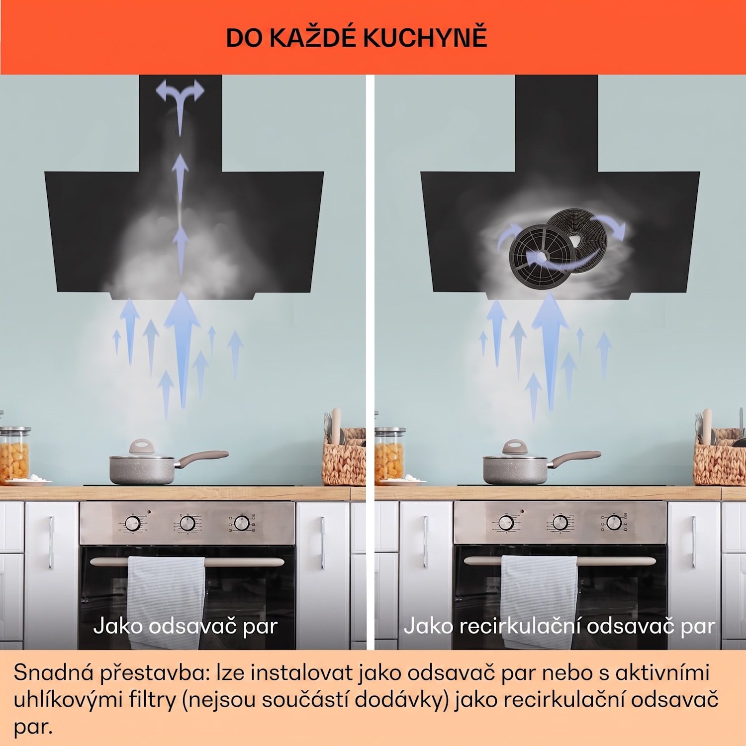 Ava 90 Smart, digestoř, 90 cm, nástěnná, Wi-Fi, A++, 585 m³/h, dotykový displej 90 cm | Černá