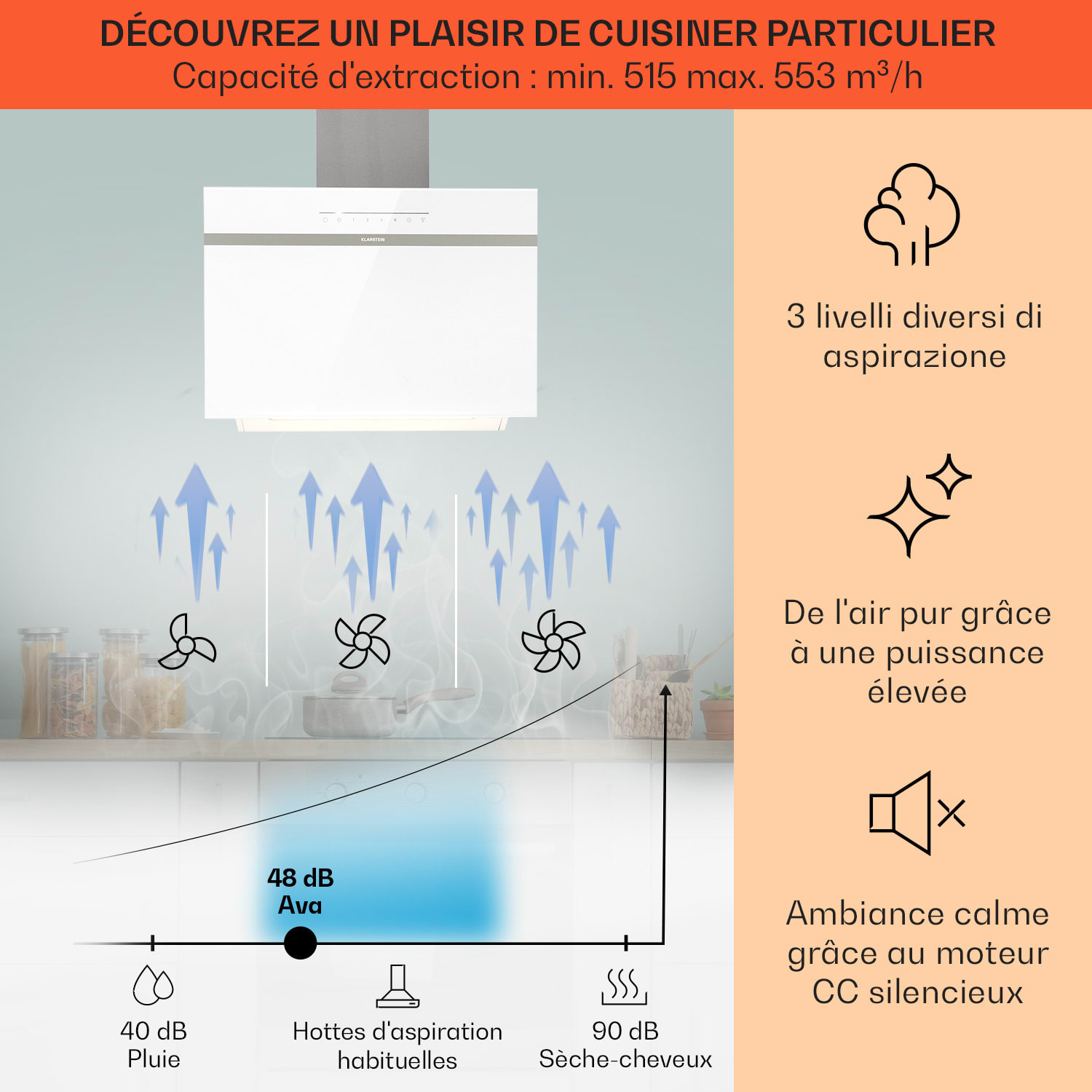 Ava 60 afzuigkap 60 cm wandkap wifi A++ 515 m³/h touch 