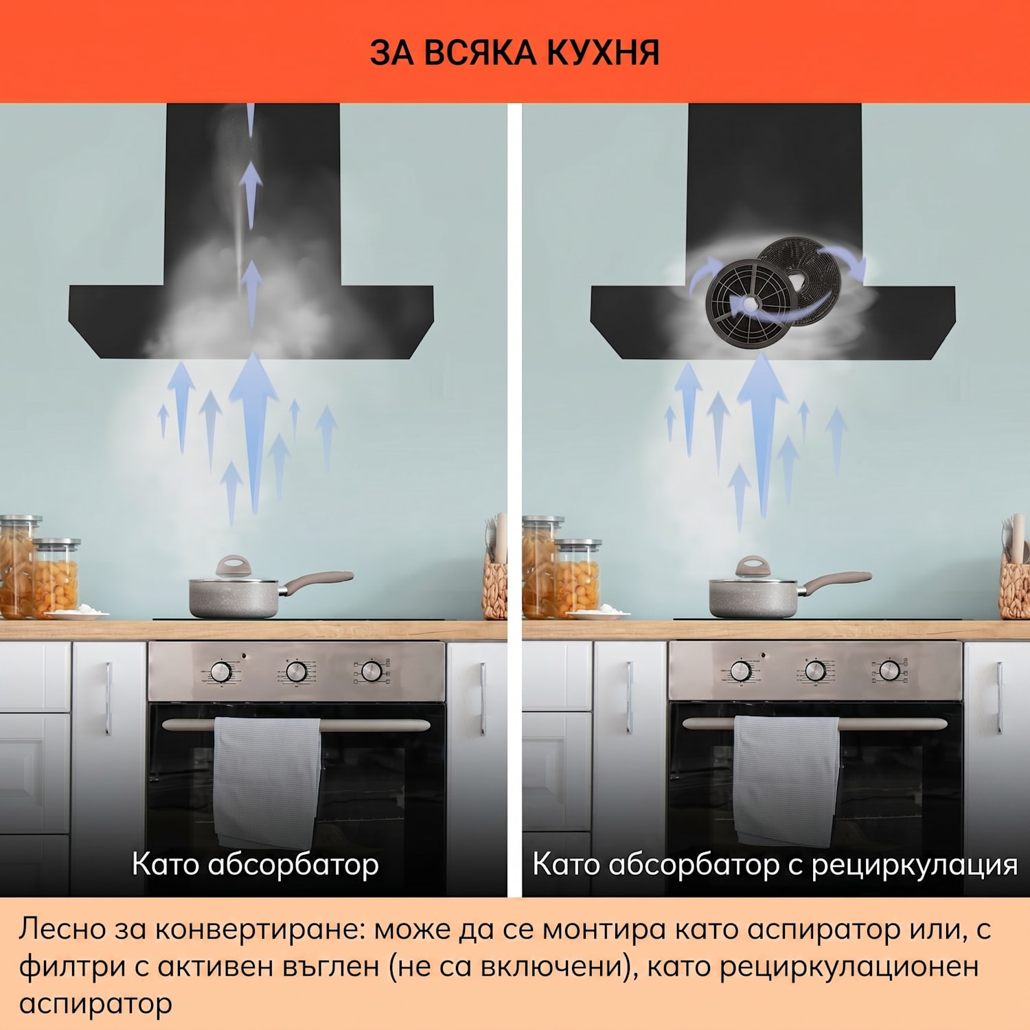Alinea 60 Smart, абсорбастор, 60 см, стенен, WiFi, A++, 500 м³/ч, сензорен дисплей Черно