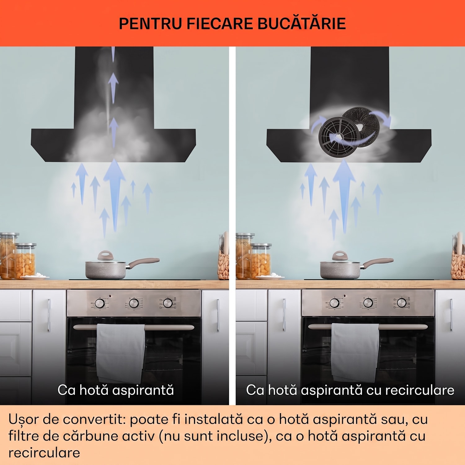 Alinea 60 Smart, hota, 60 cm, montat pe perete, WiFi, A++, 500 m³/h, ecran tactil Negru