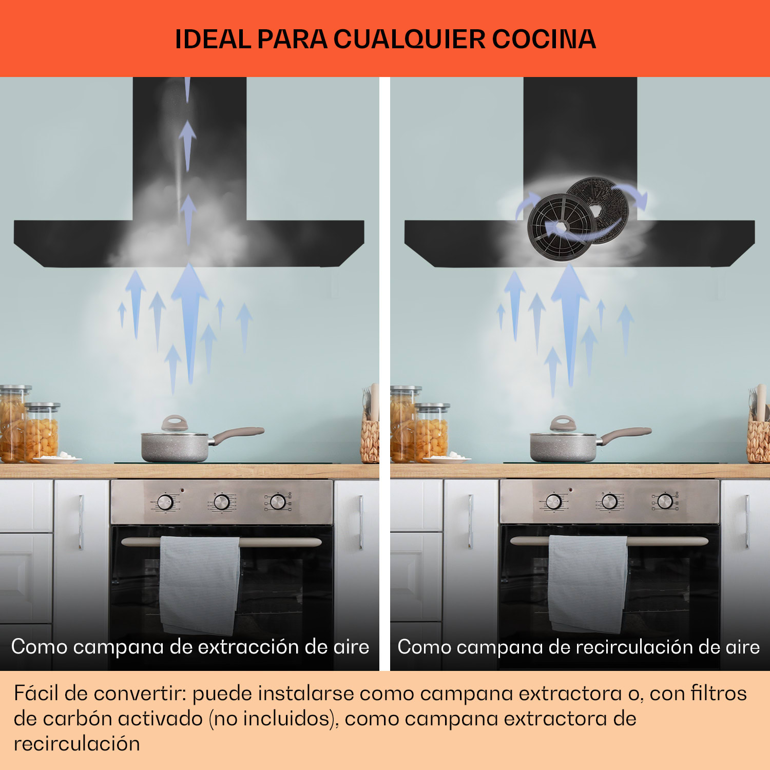 Campana extractora Alinea 90 cm Wall Hood WiFi A++ 500 m³/h Touch 90 cm | Negro