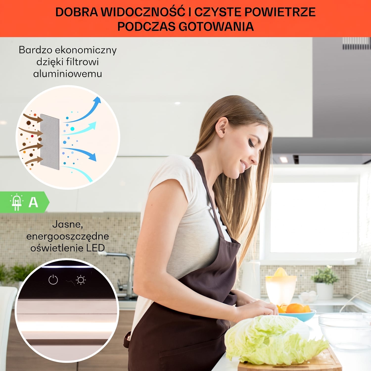 Alinea 90 Smart, okap kuchenny przyścienny, kominowy, 90 cm, Wi-Fi, A++, 500 m³/h, panel dotykowy Czarny / Srebrny Metal