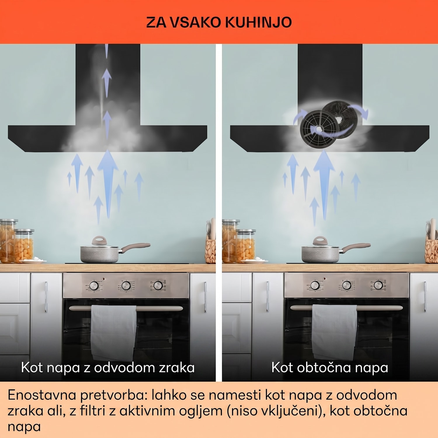 Alinea 90 Smart, kuhinjska napa, 90 cm, stenska, WiFi, A++, 555 m³/h, zaslon na dotik Črna / Srebrna kovinska barva