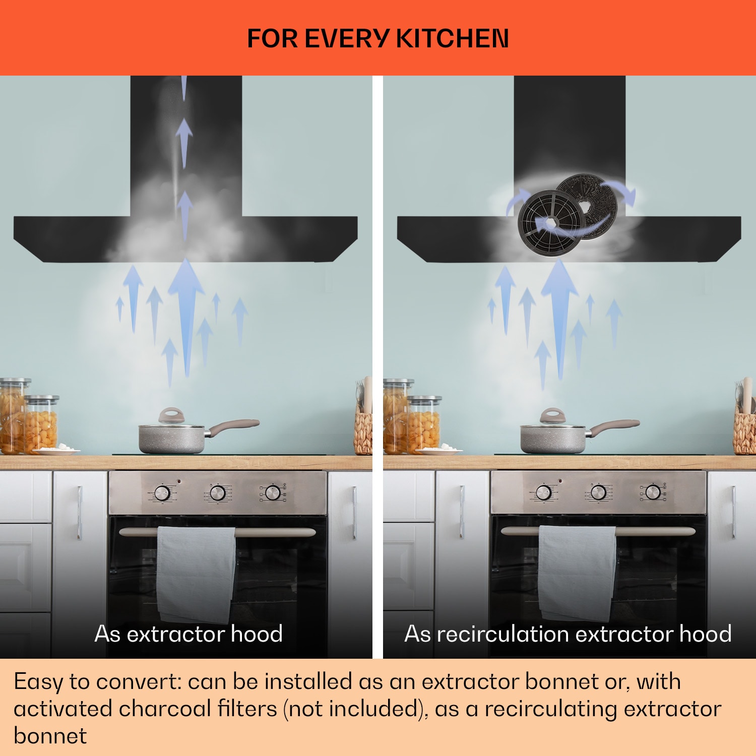 Alinea 90, Smart, páraelszívó, 90 cm, falra szerelhető, WiFi, A++, 500 m³/h, érintőképernyő 90 cm | Fekete