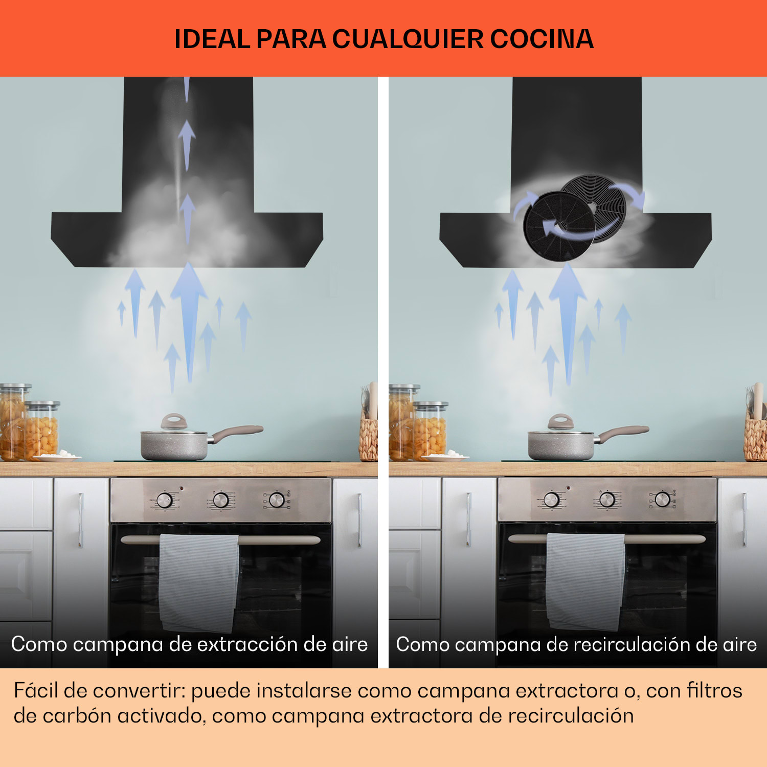 Campana extractora Alinea 60 60cm Wall Hood WiFi A++ 500 m³/h Touch 