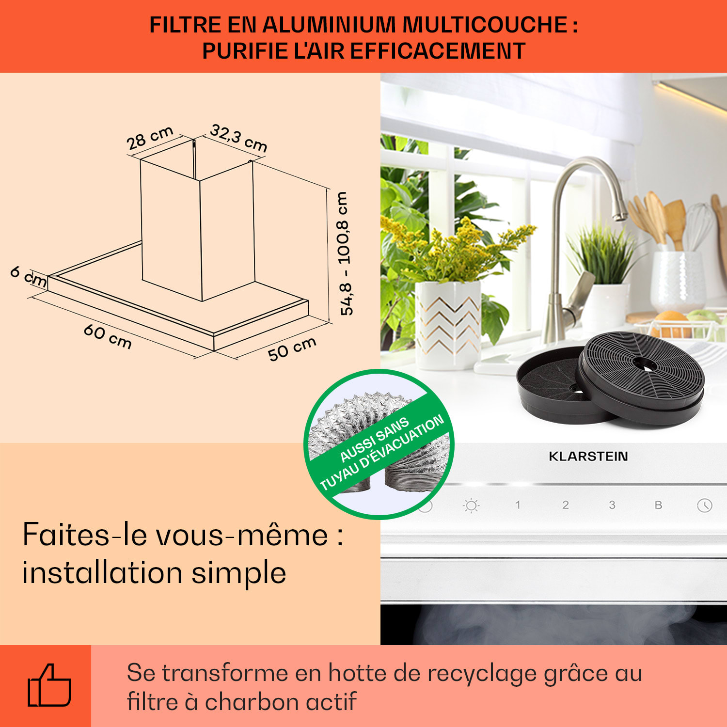 Alinea 60 afzuigkap 60 cm wandkap wifi A++ 500 m³/h touch 