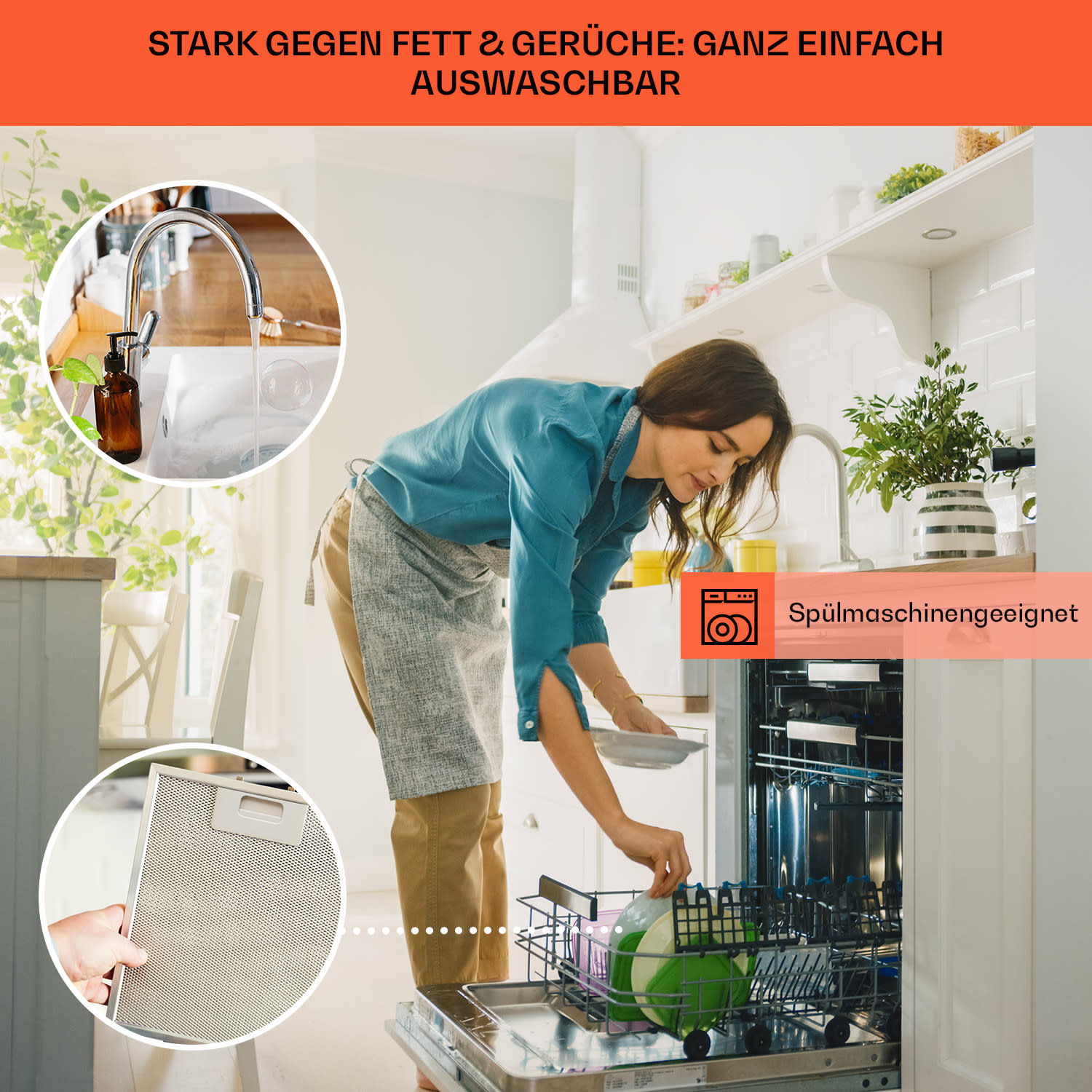 Alinea 90 Dunstabzugshaube 90cm Wandhaube WiFi A++ 500m³/h Touch 90 cm | Weiß