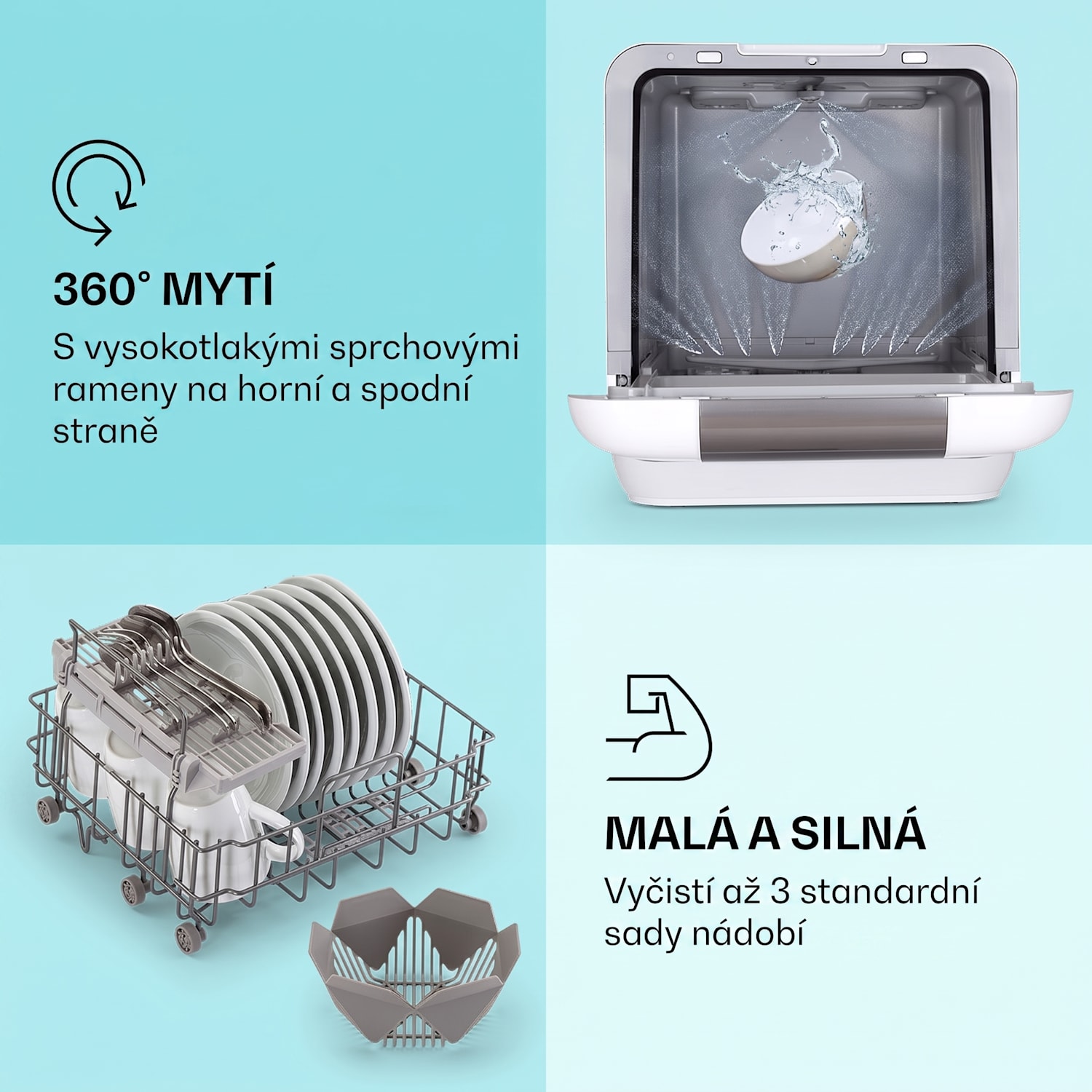 Melville 3, myčka nádobí, volně stojící, 3 sady nádobí, energetická třída F, bez instalace F