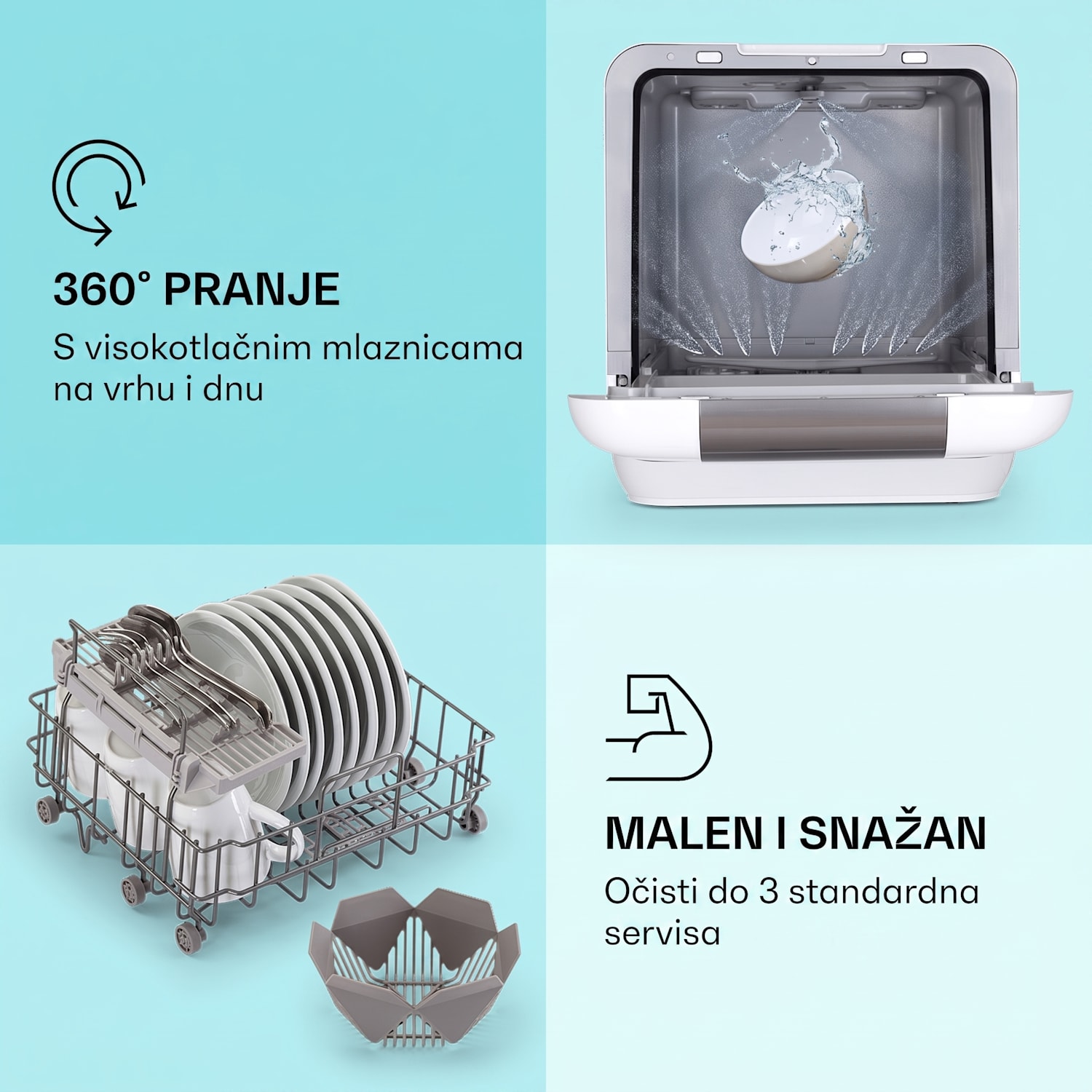 Melville 3, perilica suđa, samostojeća, bez instalacija, 3 seta posuđa, razred energetske učinkovitosti F F