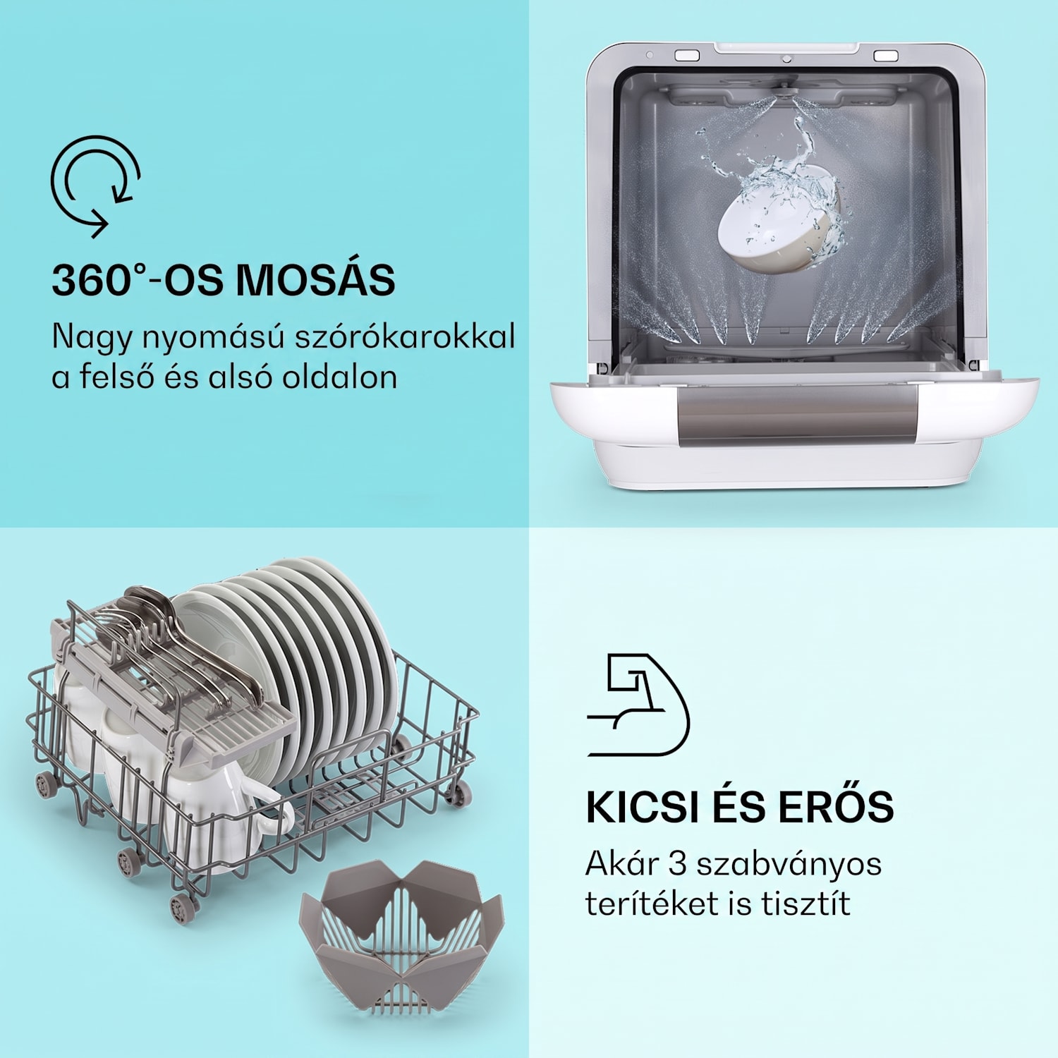Melville 3, mosogatógép, 3 teríték, F energiahatékonysági osztály, szabadon álló, telepítés nélkül F