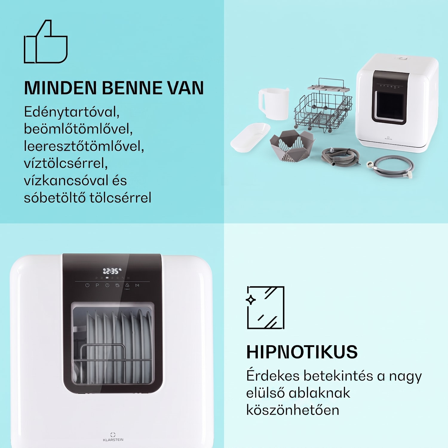Melville 3, mosogatógép, 3 teríték, F energiahatékonysági osztály, szabadon álló, telepítés nélkül F