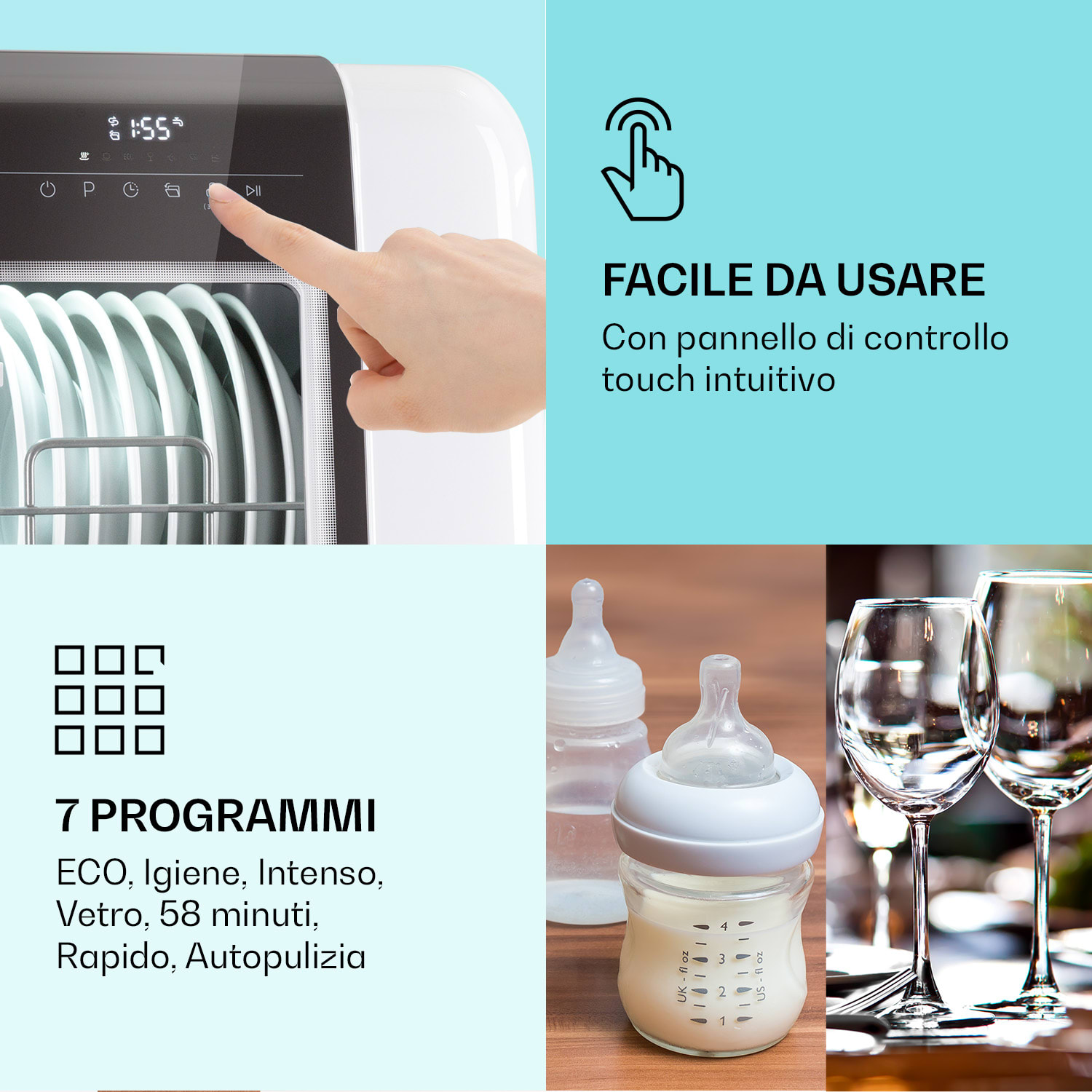 Melville 3 - Lavastoviglie senza installazione, 3 coperti, classe energetica F F