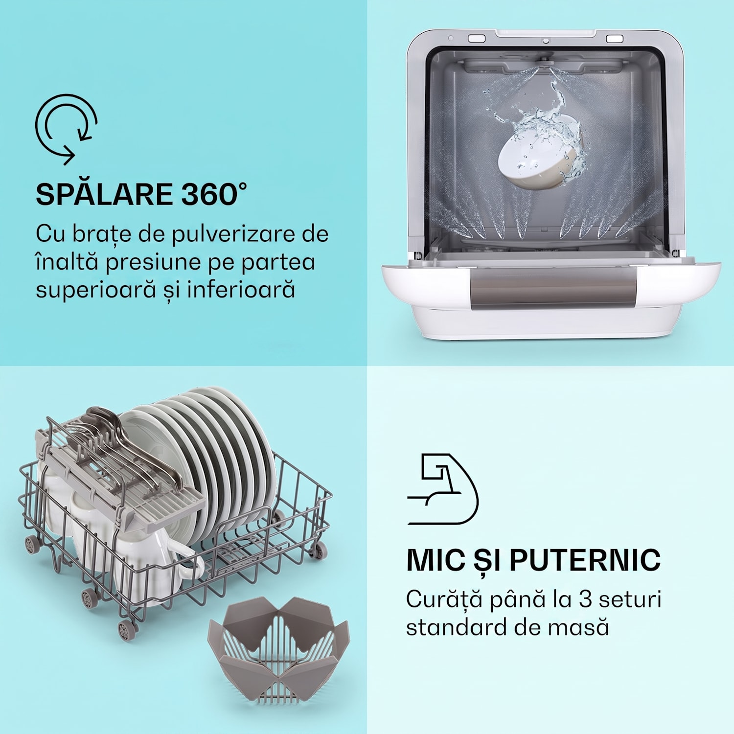 Melville 3, mașină de spălat vase, de sine stătătoare, fără instalare, 3 seturi de vase, clasa de eficiență energetică F F