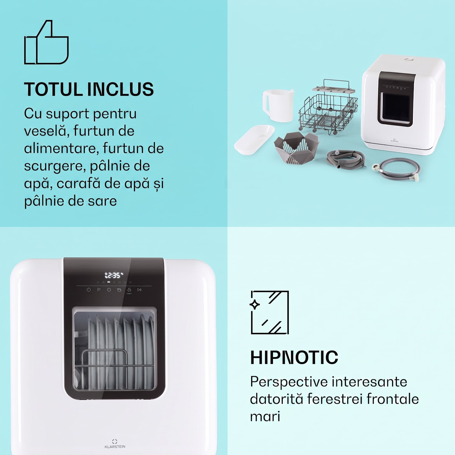 Melville 3, mașină de spălat vase, de sine stătătoare, fără instalare, 3 seturi de vase, clasa de eficiență energetică F F