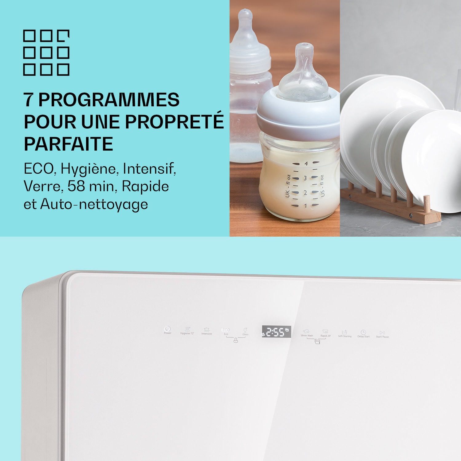 Emerald 5 Slim Lave-vaisselle pose libre 7 programmes Touch-Controlle tactile 