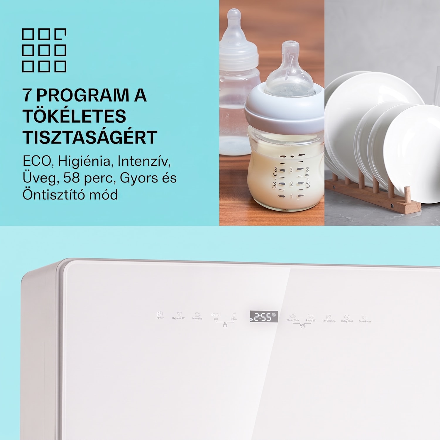 Emerald 5 Slim, mosogatógép, szabadon álló, 7 program, érintésvezérlés 