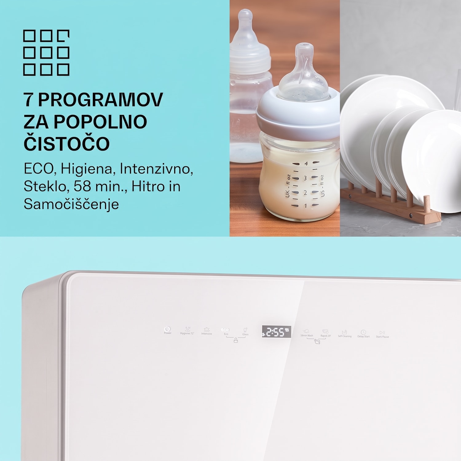 Emerald 5 Slim, pomivalni stroj, prostostoječi, 7 programov, upravljanje na dotik 