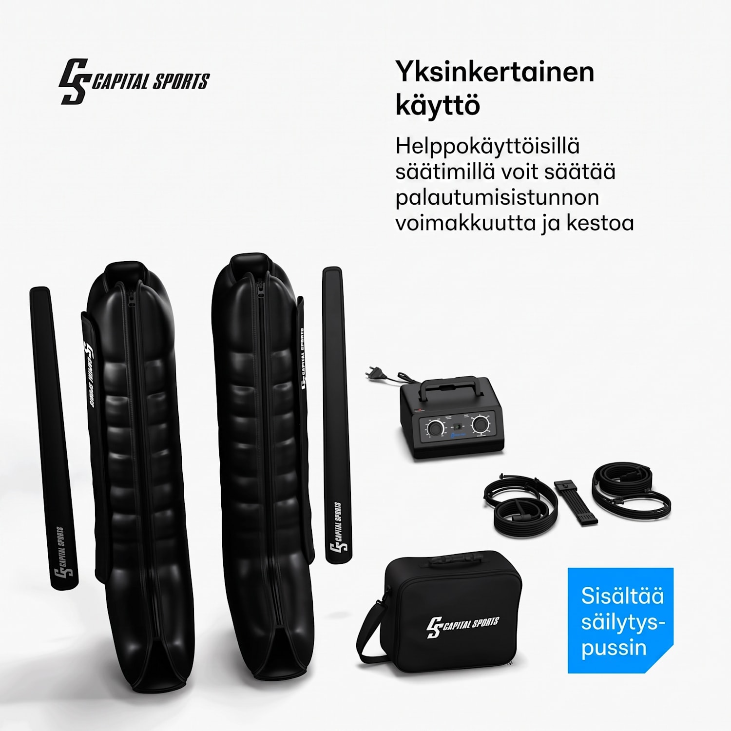 Hyper Cap -kompressiosäärystimet | 6 lokeroa | hellävaraisesta voimakkaaseen kompressioon puoli jalka | Musta