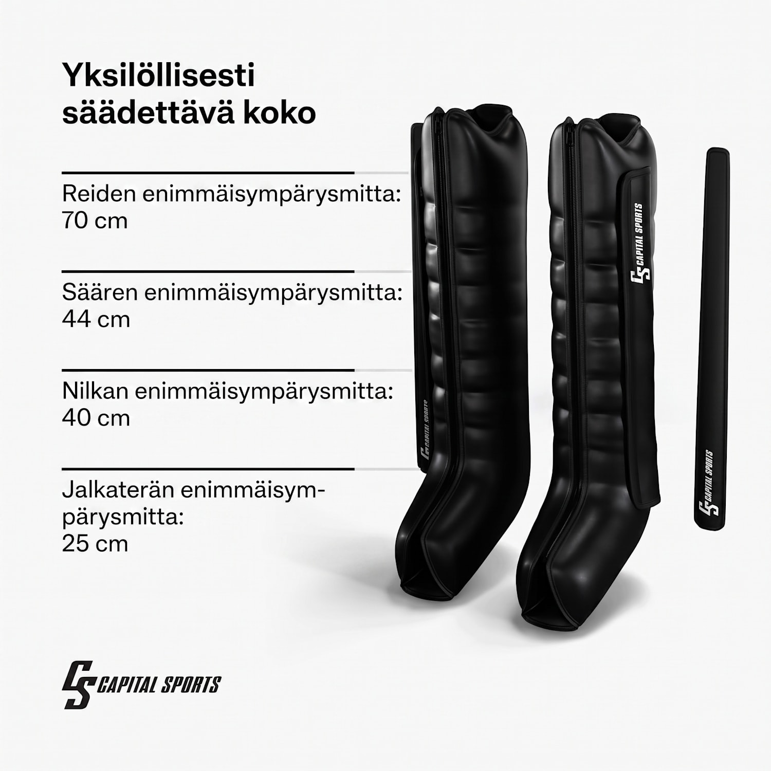 Hyper Cap -kompressiosäärystimet | 6 lokeroa | hellävaraisesta voimakkaaseen kompressioon puoli jalka | Musta