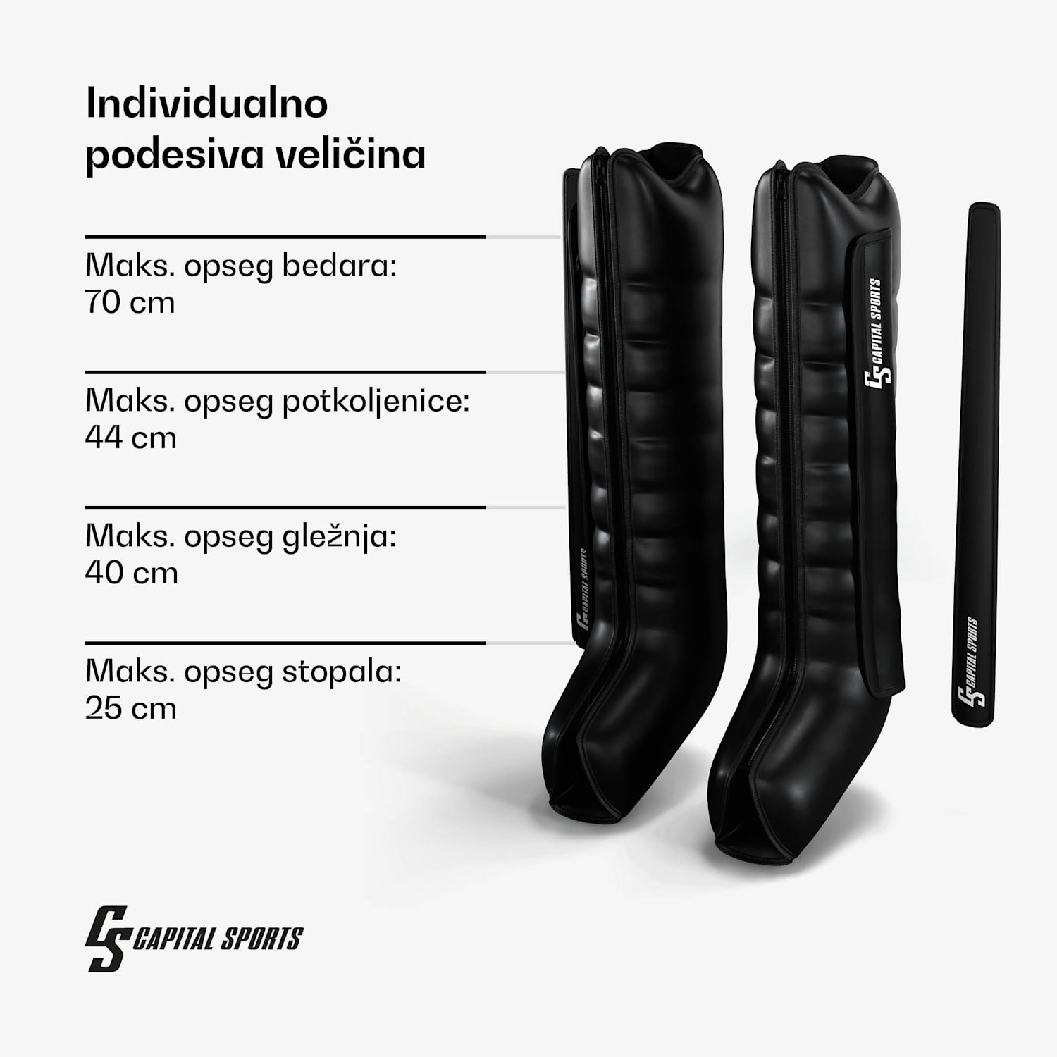 Hyper Cap zračna kompresijska navlaka, 6 odjeljaka, nježna do intenzivna kompresija pola noge | Crna