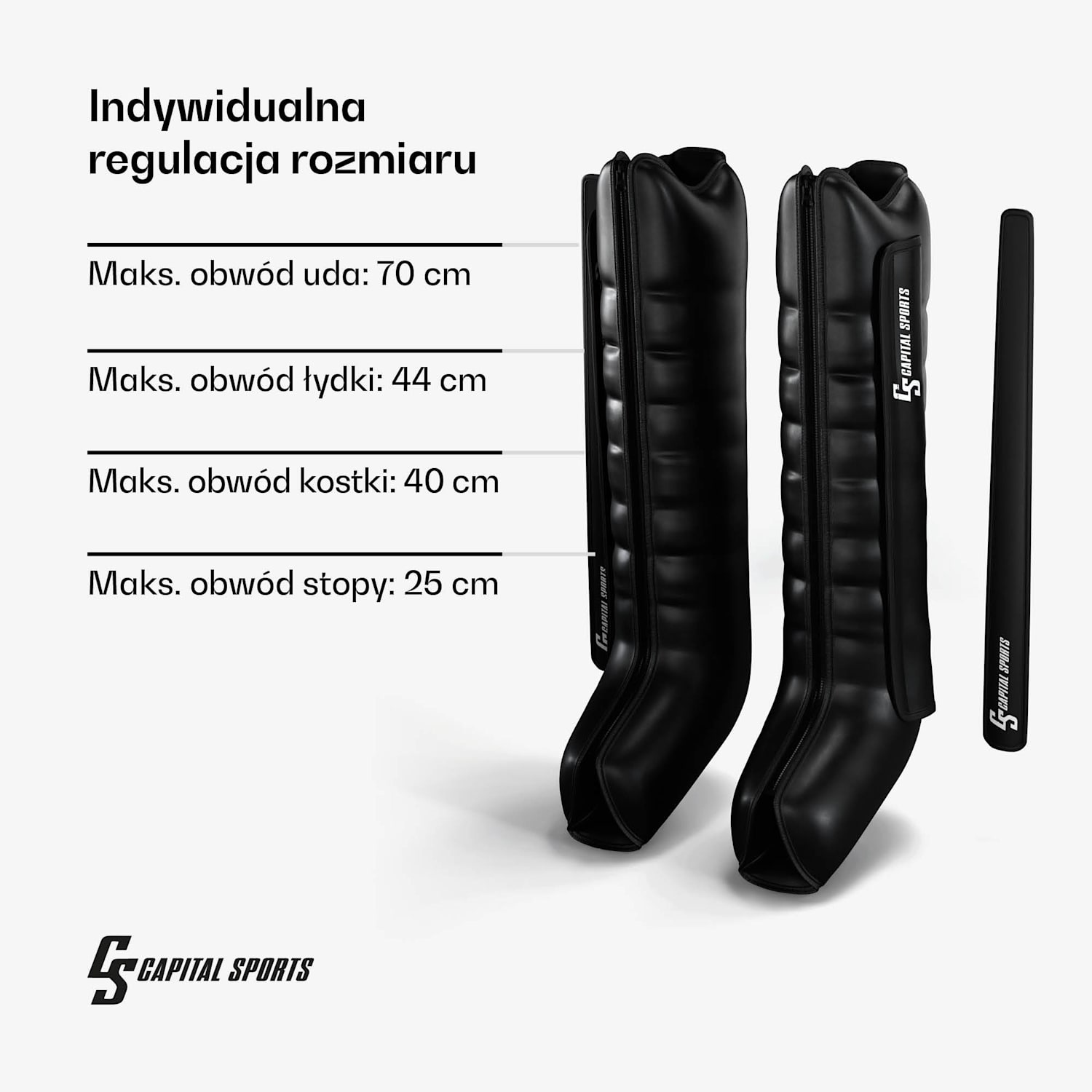 Hyper Cap kompresyjny masażer do stóp i łydek| 6 komór, różne stopnie kompresji (od delikatnej po intensywną) pół nogi | Czarny