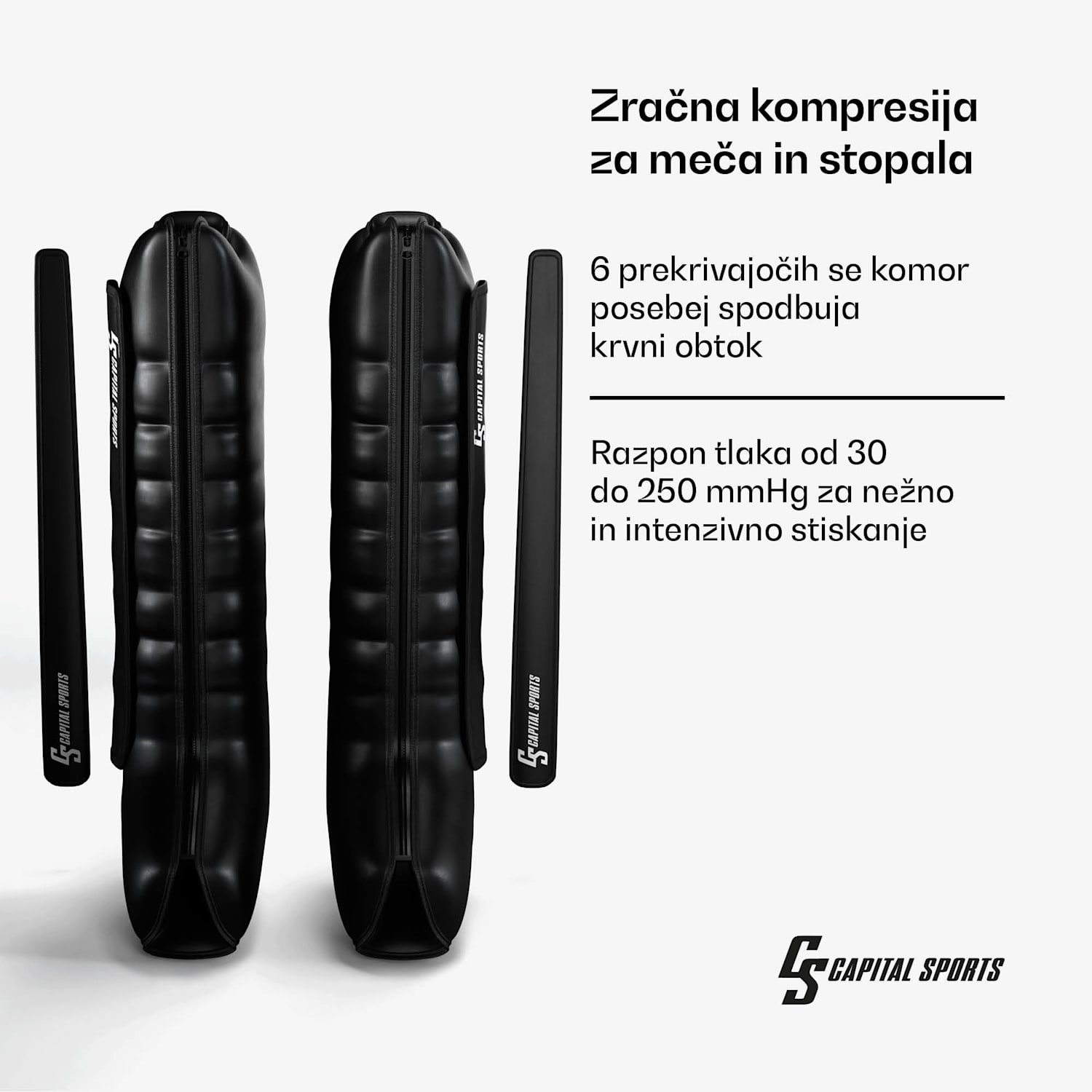 Hyper Cap zračni kompresijski rokav, 6 delov, blag do močan kompresijski pritisk pol noge | Črna