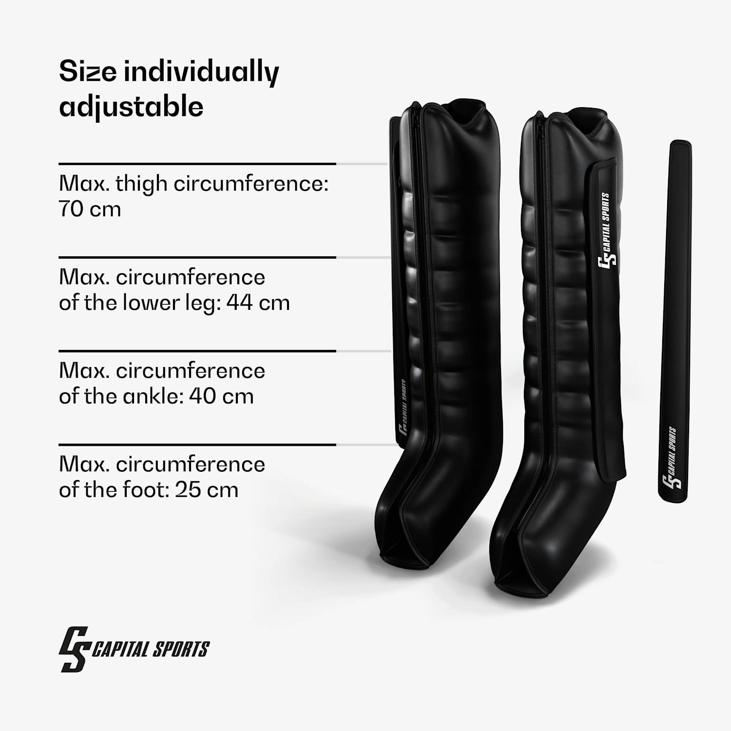 Hyper Cap air compression boots | 6 compartimenten | lichte tot intensieve compressie halve been | Zwart