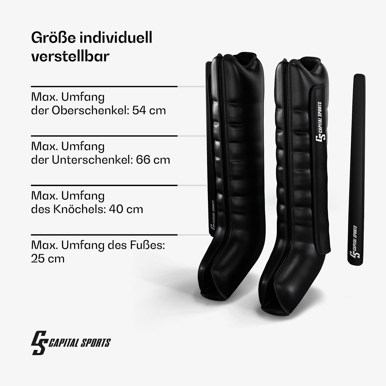 Hyper Cap Luftkompressionsmanschette | 6 Fächer | sanfte und intensive Kompression | ca. 55 dB volles Bein | Schwarz