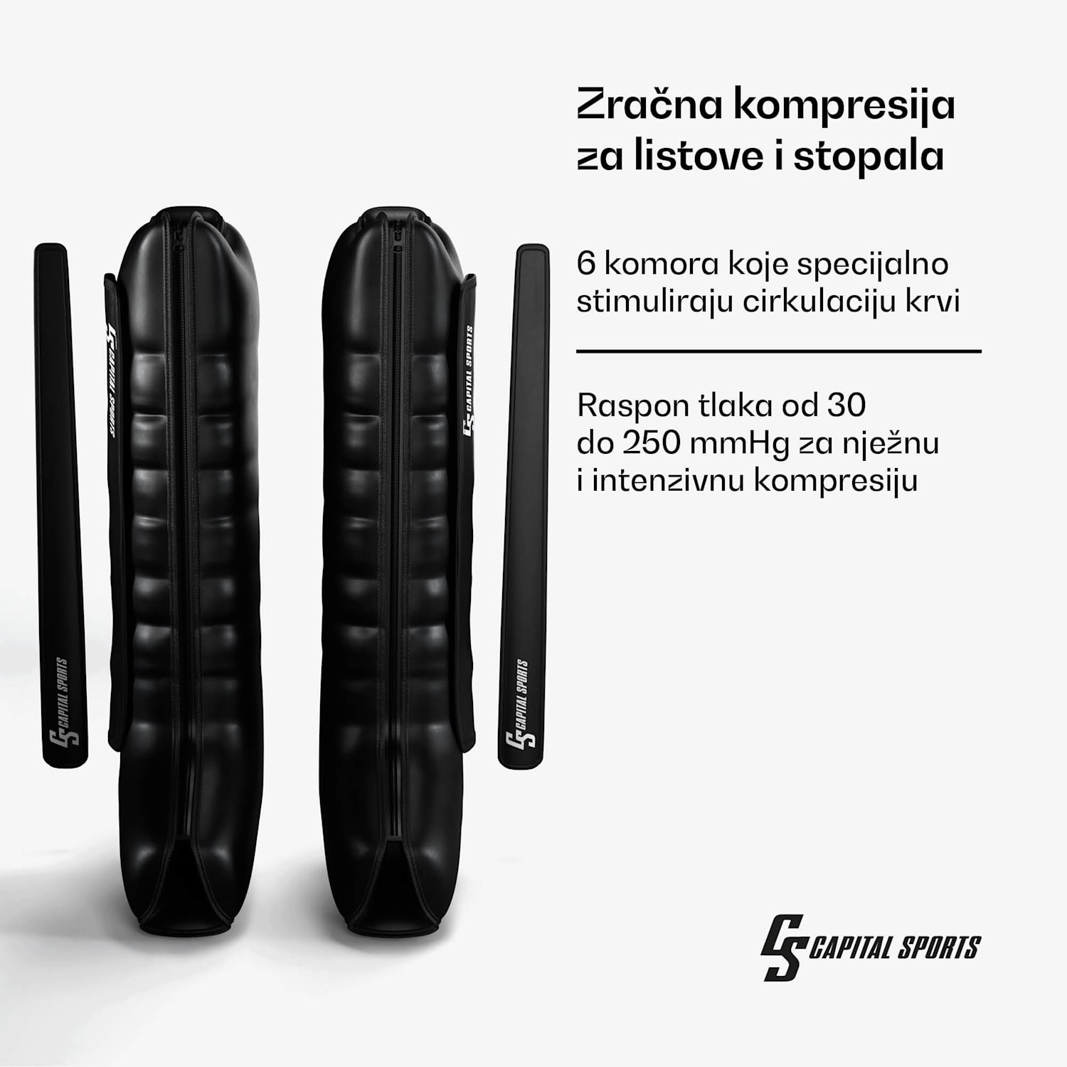 Hyper Cap zračna kompresijska navlaka, 6 odjeljaka, nježna do intenzivna kompresija 55 dB puna noga | Crna