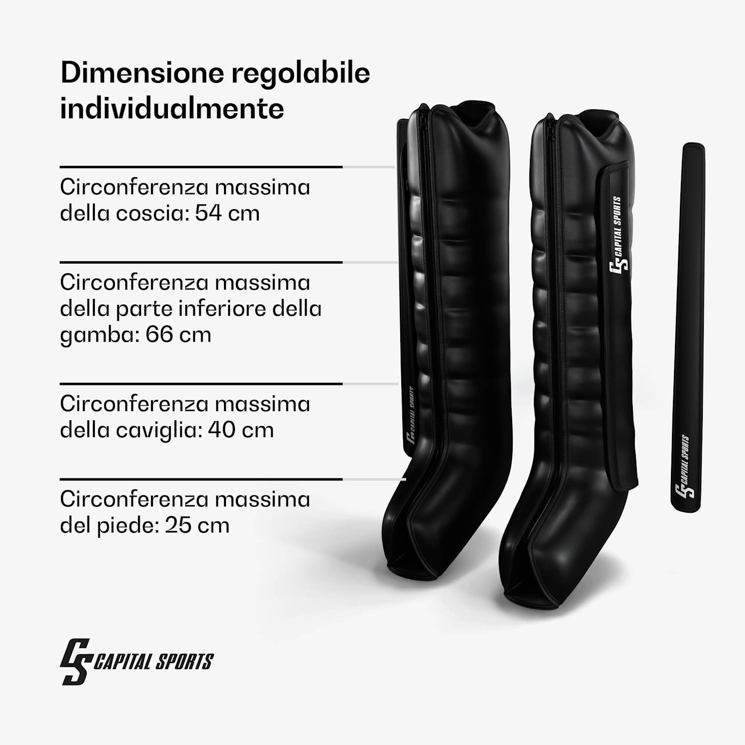 Hyper Cap - Pantaloni a compressione pneumatica | 6 camere | Compressione delicata e intensa | Ca. 55 dB gamba intera | Nero