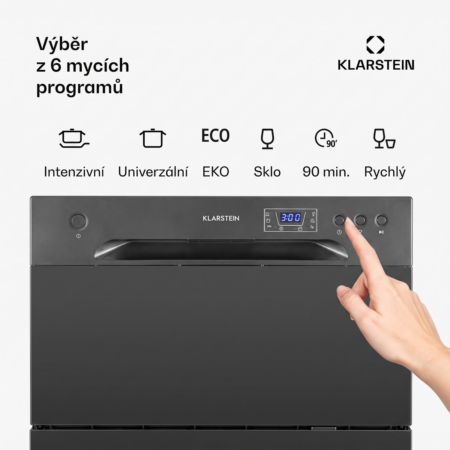Amazonia 6, myčka nádobí, 1380 W, energetická třída F, 6 sad nádobí, 49 dB, tlačítkové ovládání Antracit