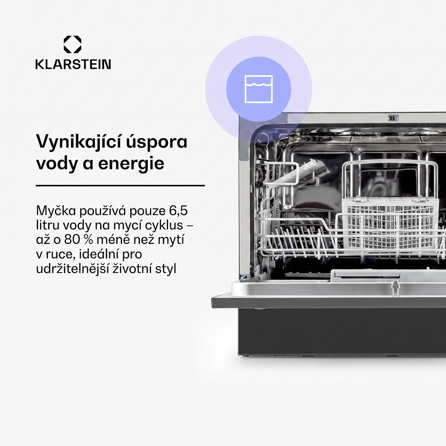 Amazonia 6, myčka nádobí, 1380 W, energetická třída F, 6 sad nádobí, 49 dB, tlačítkové ovládání Antracit