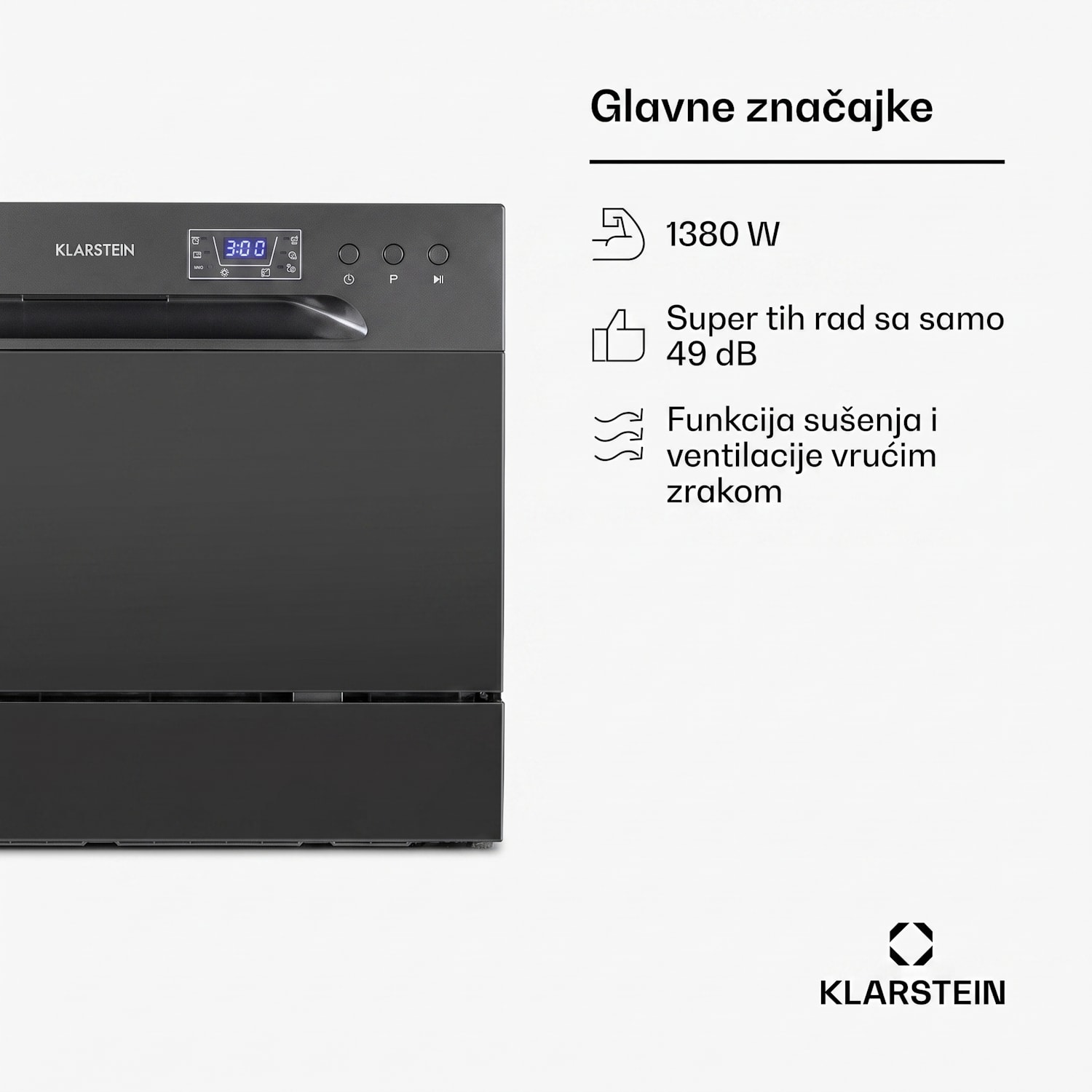 Amazonia 6, perilica posuđa, 1380W, 6 kompleta posuđa, upravljanje tipkama Antracit