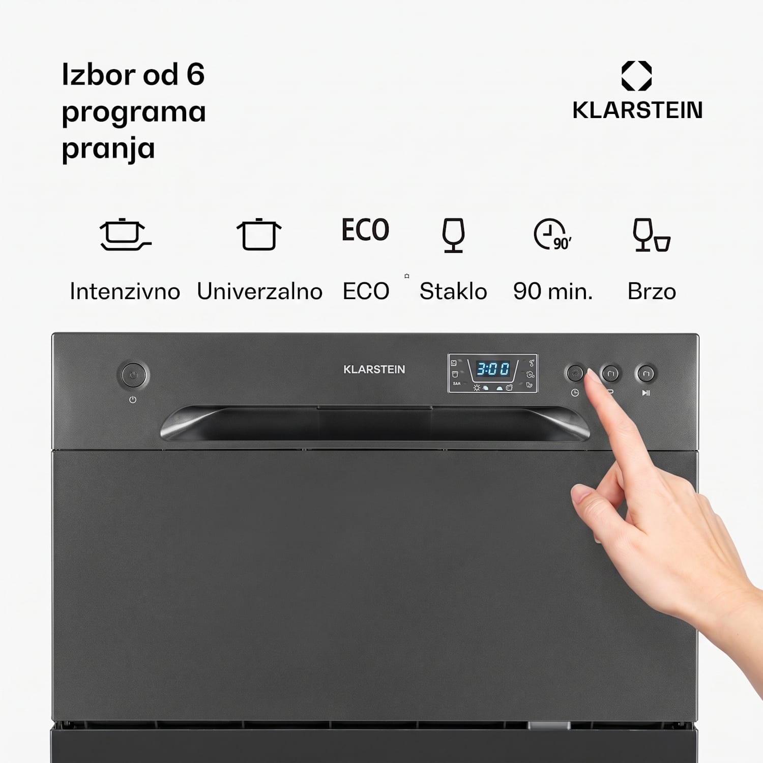 Amazonia 6, perilica posuđa, 1380W, 6 kompleta posuđa, upravljanje tipkama Antracit