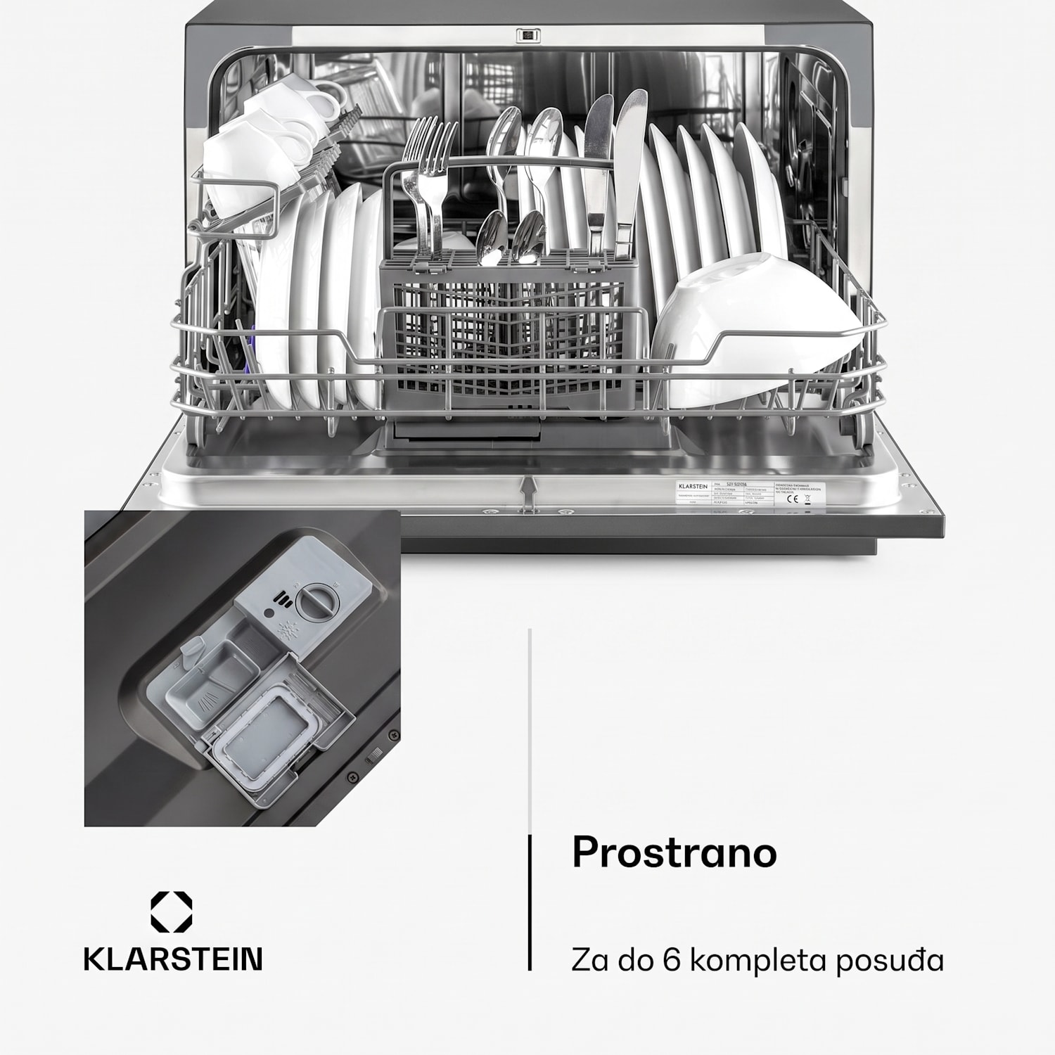 Amazonia 6, perilica posuđa, 1380W, 6 kompleta posuđa, upravljanje tipkama Antracit