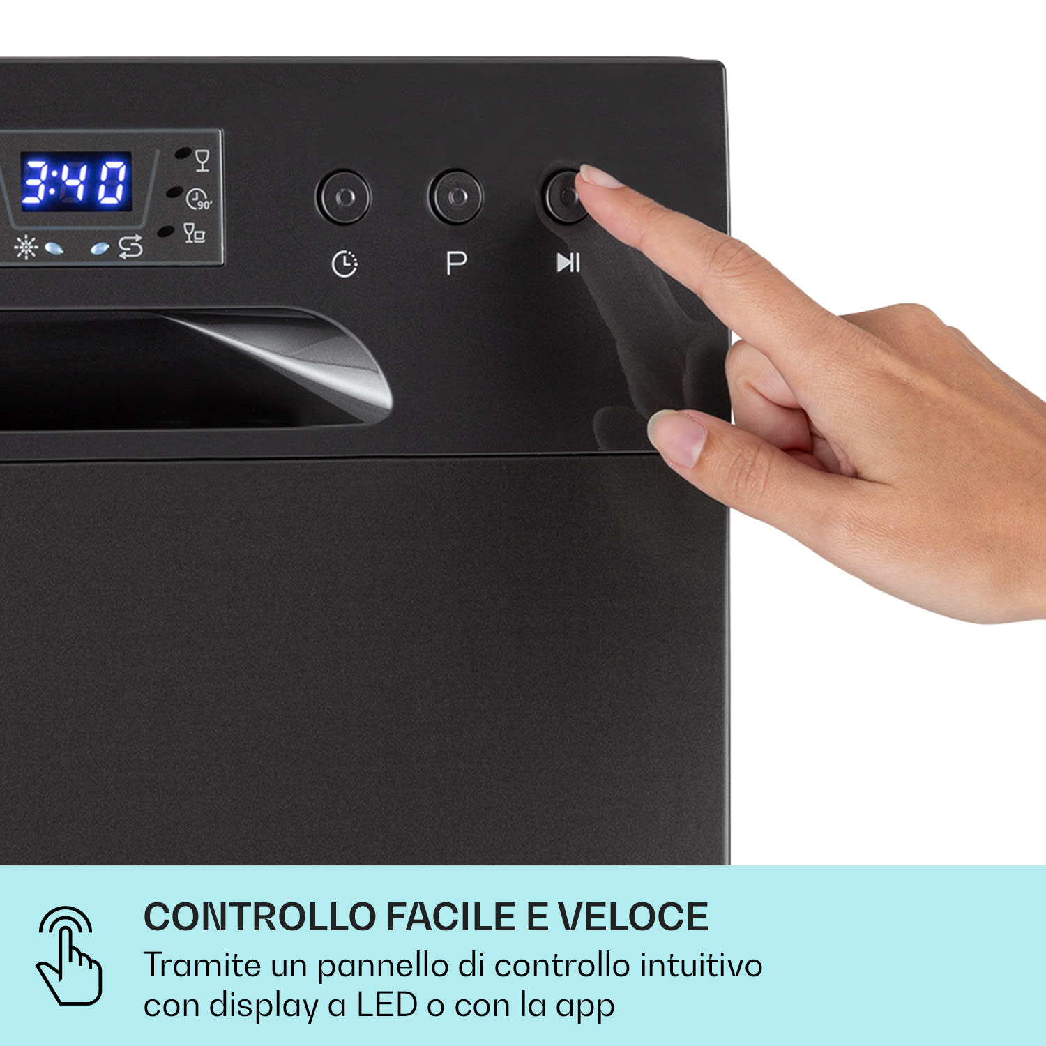 Amazonia 6 lavastoviglie, 1380W, 6 coperti, pannello con pulsanti Antracite