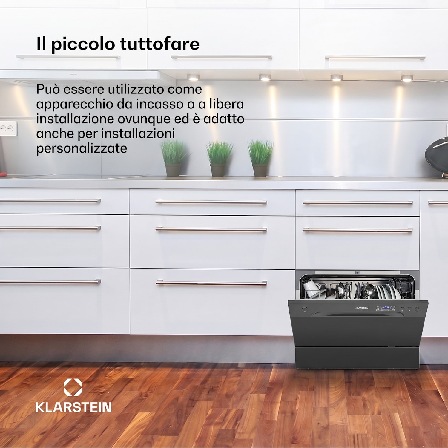 Amazonia 6 lavastoviglie, 1380W, 6 coperti, pannello con pulsanti Antracite