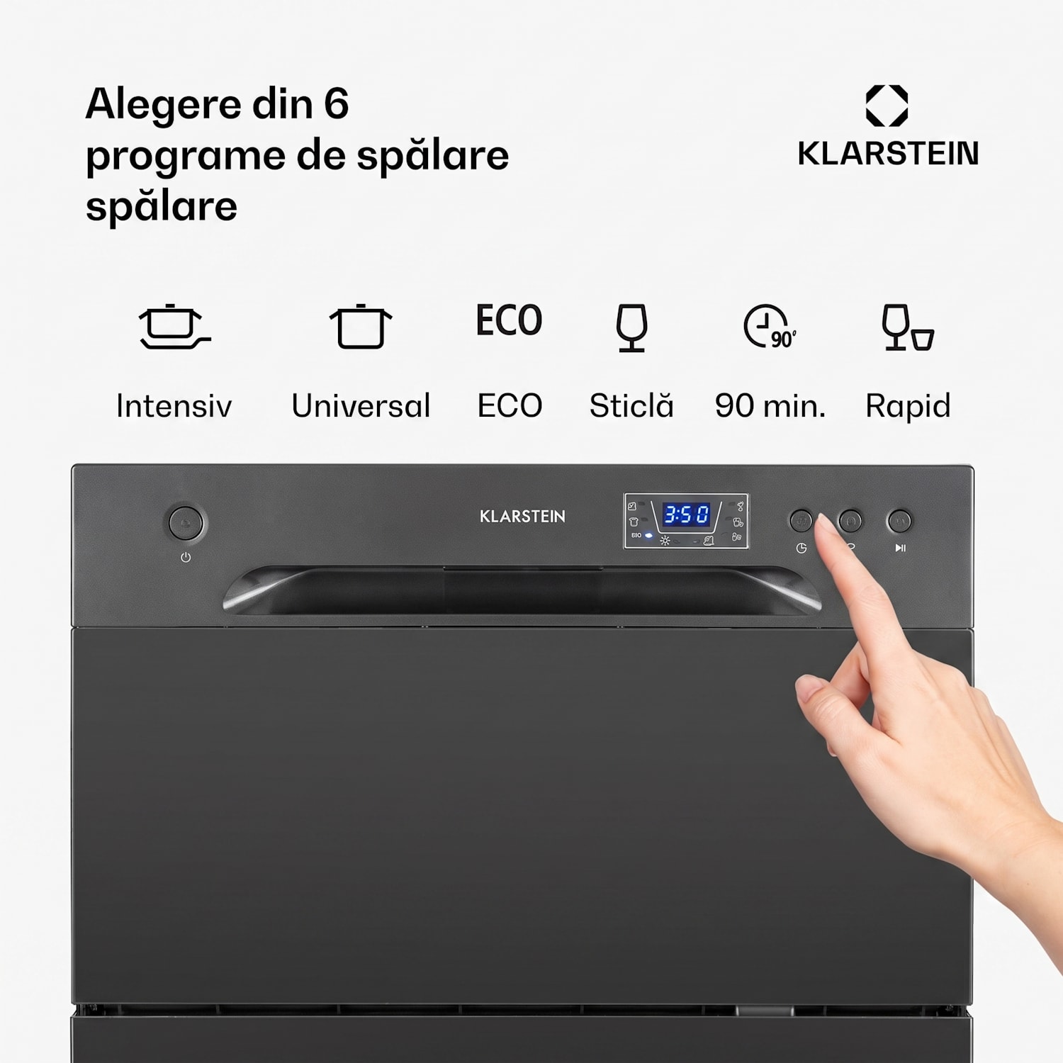 Amazonia 6, mașină de spălat vase, 1380 W, 6 seturi de tacâmuri, control cu buton de apăsare Antracit