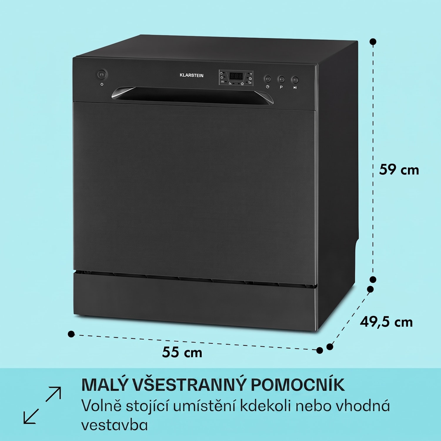 Amazonia 8, myčka nádobí, 1620 W, energetická třída F, 8 sad nádobí, 49 dB Antracit