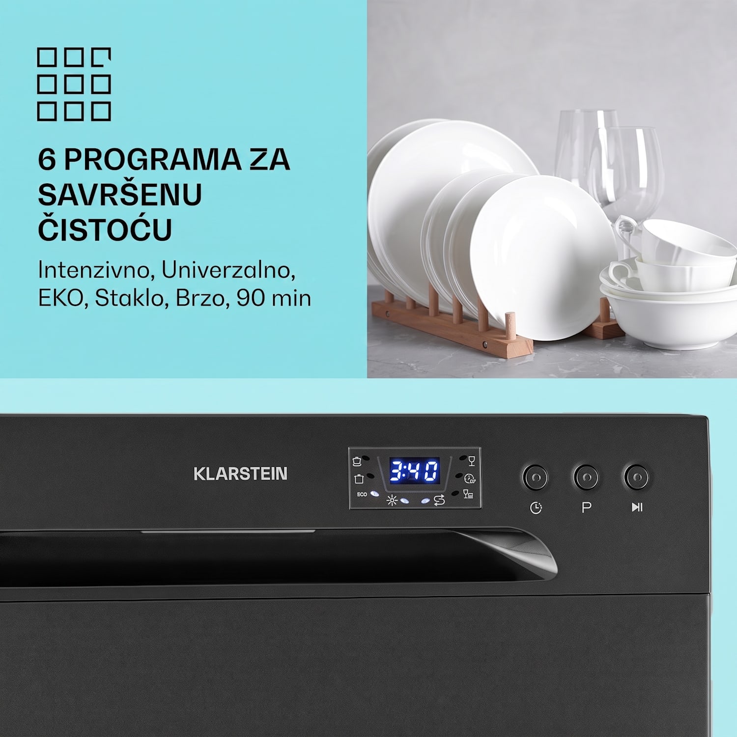 Amazonia 8, perilica posuđa, F, 1620 W, za 8 setova posuđa, 49 dB Antracit