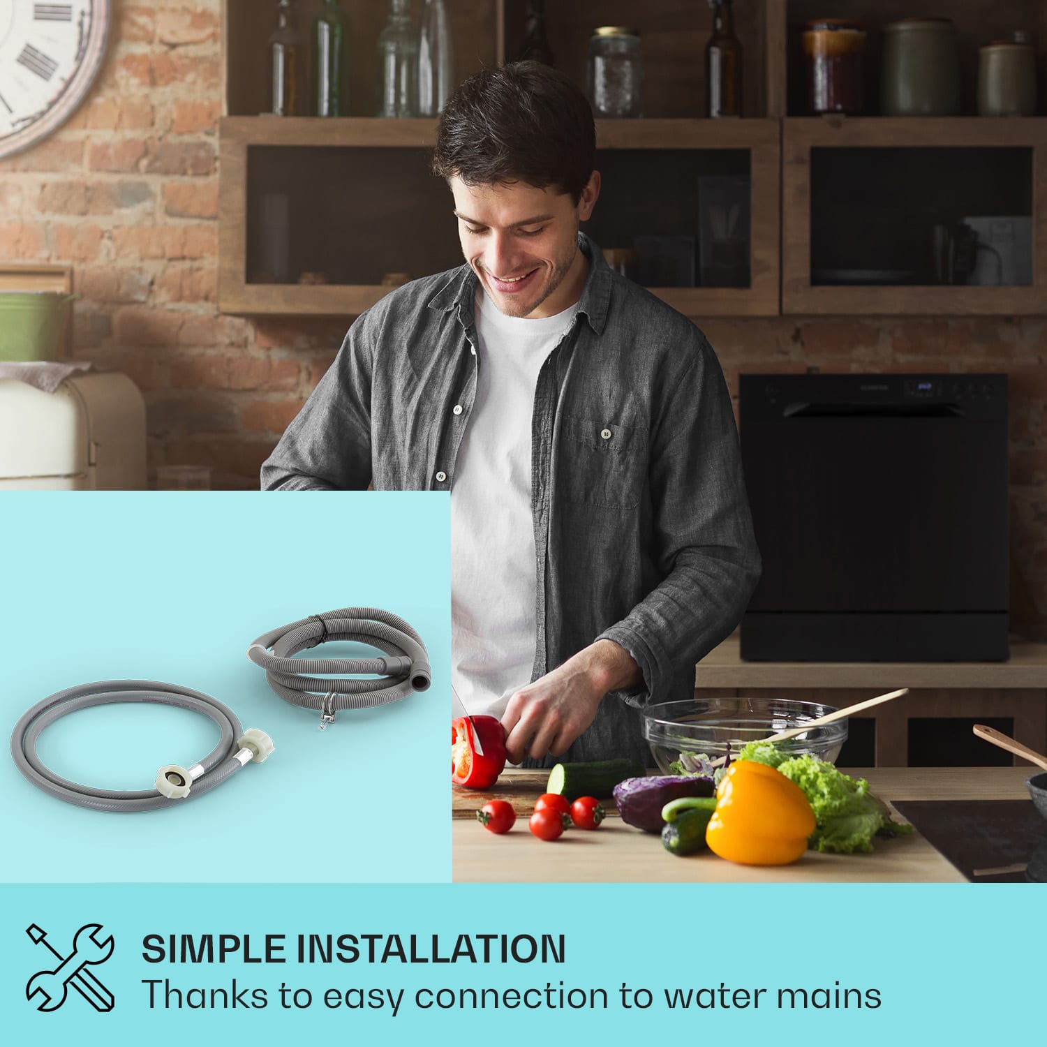 Amazonia 8, umývačka riadu, 1620 W, na 8 súprav riadu, energet. trieda F, 49 dB, aquastop Antracit