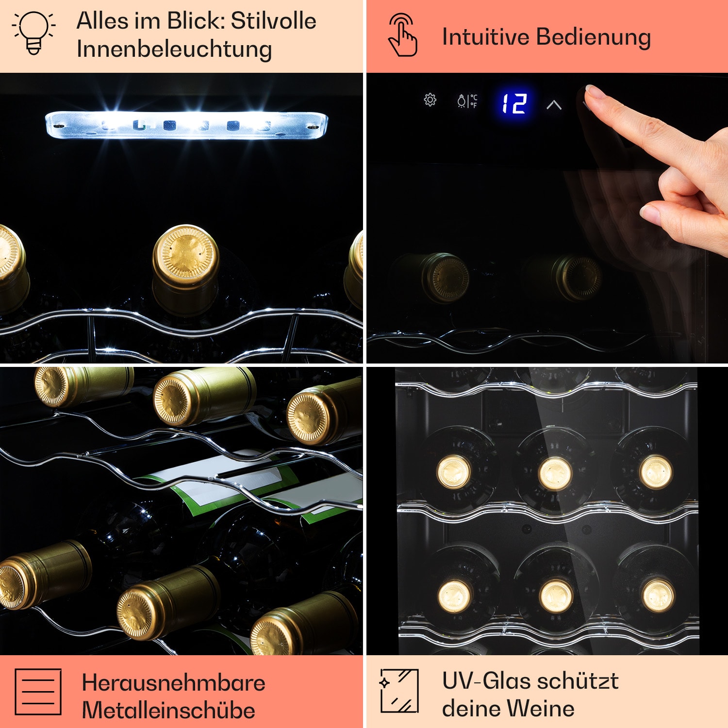 Barolo 12 Uno - Frigorifero per vini, 37 L, 12 bottiglie, 11-18 °C, SingleZone 