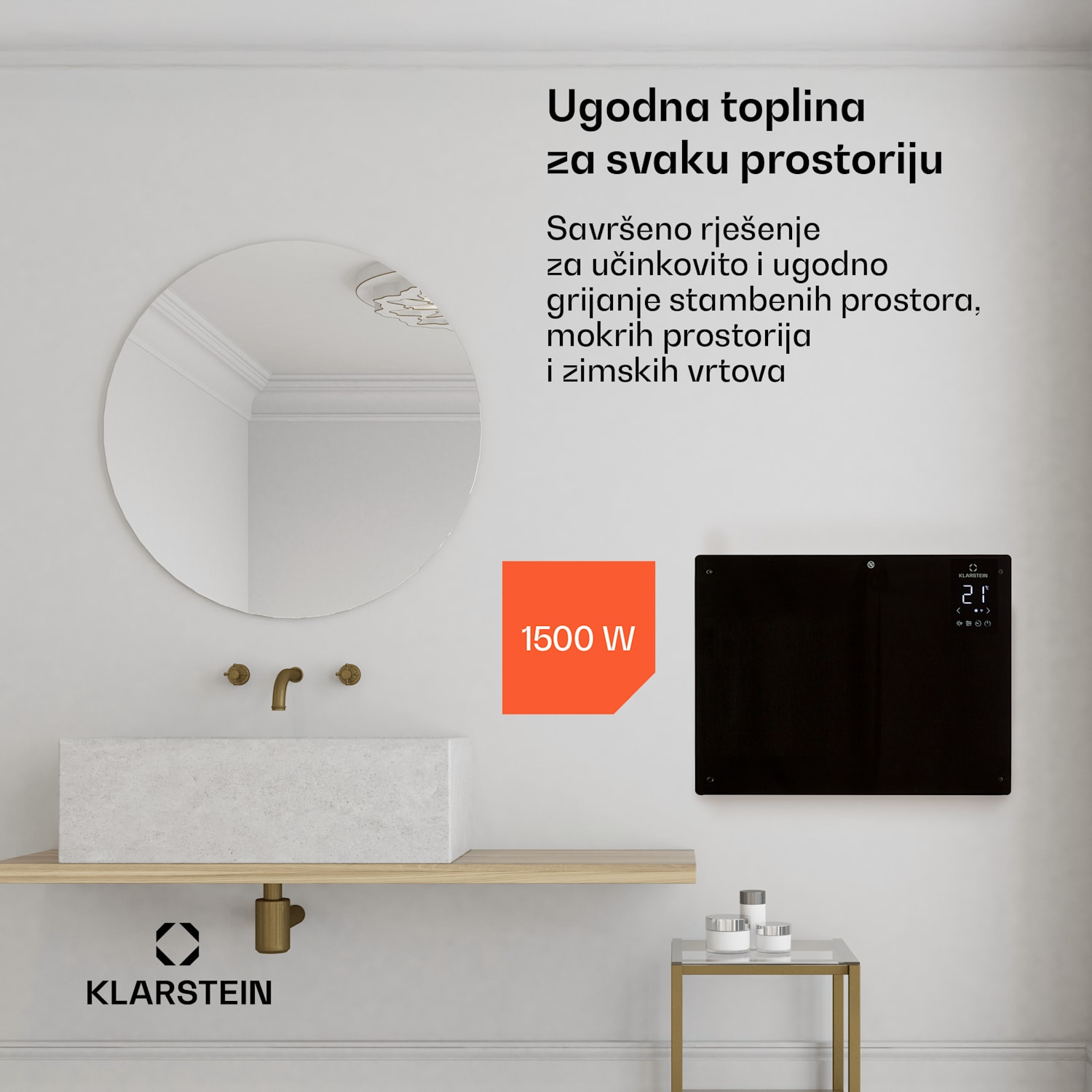 Bansin Crystal Smart, konvektorska grijalica, 1500 W, 5 - 50 °C, upravljanje aplikacijom 